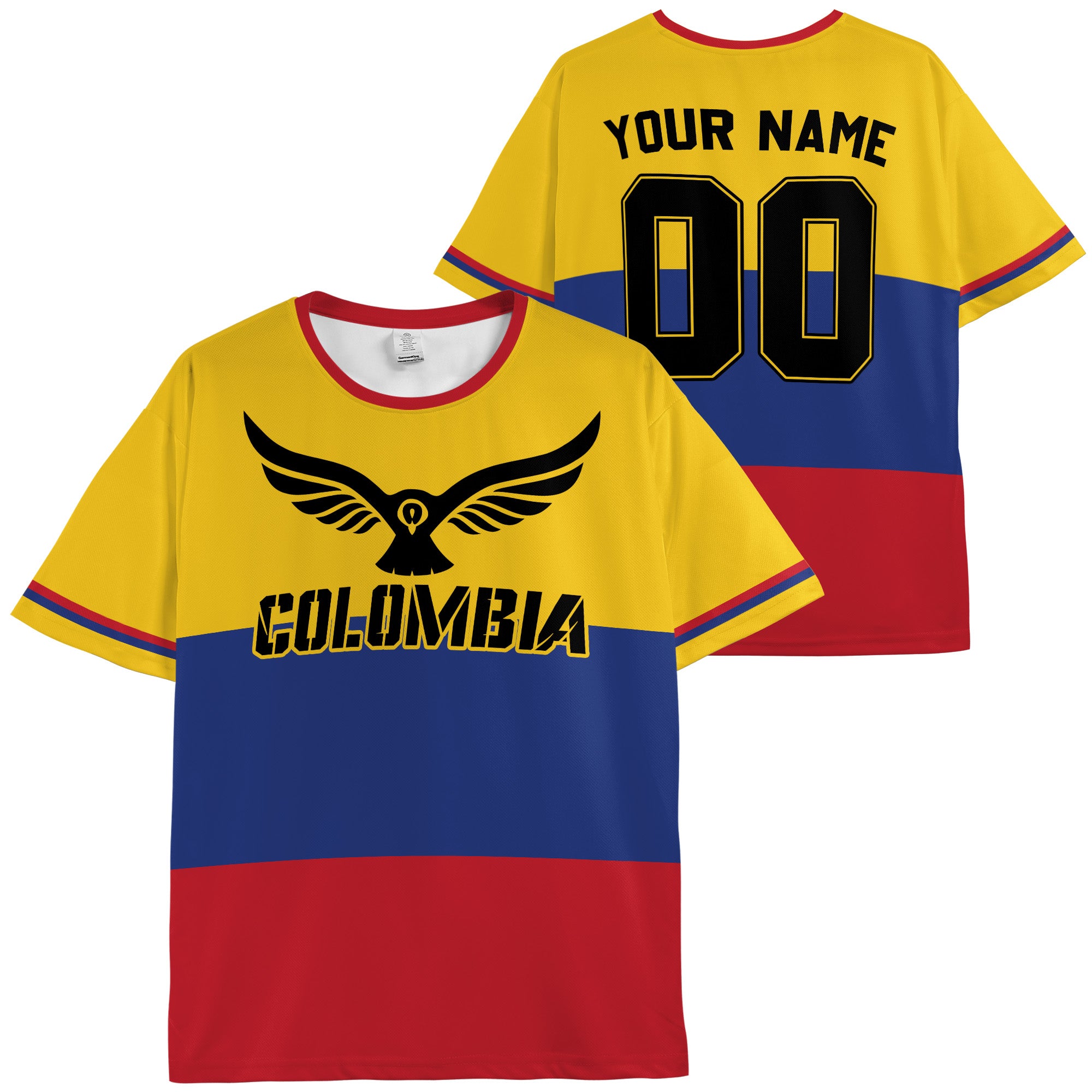 Custom Colombia Soccer Jersey Colombian Fan Winged Eagle - Personalized Name Number