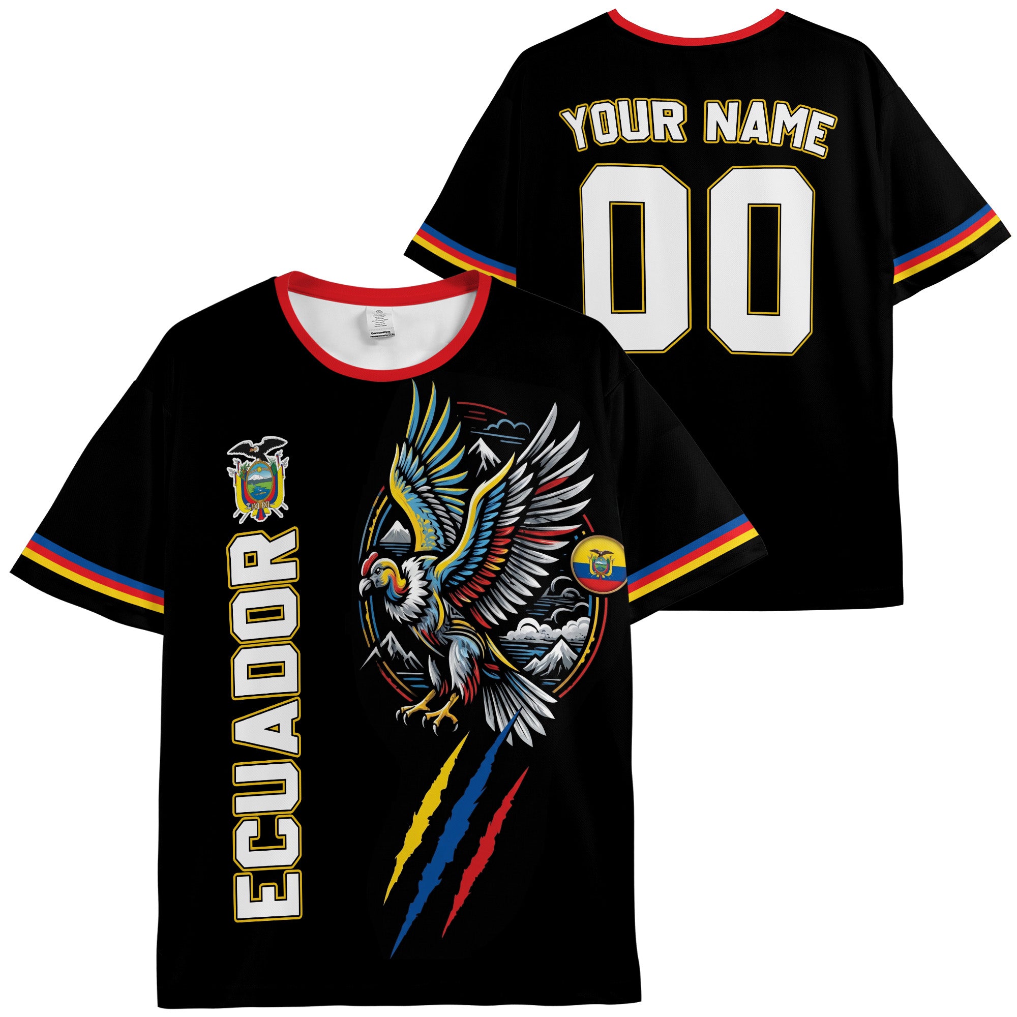 Custom Ecuador Soccer Jersey Ecuadorian Fan Condor Strike - Personalized Name Number