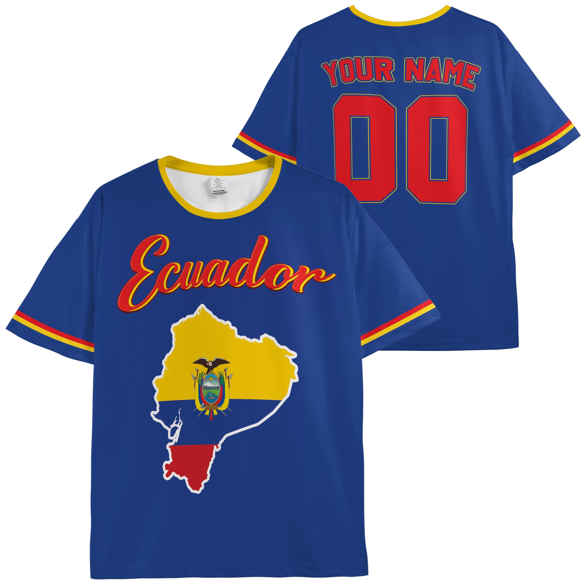 Custom Ecuador Soccer Jersey Ecuadorian Fan Script Outline - Personalized Name Number