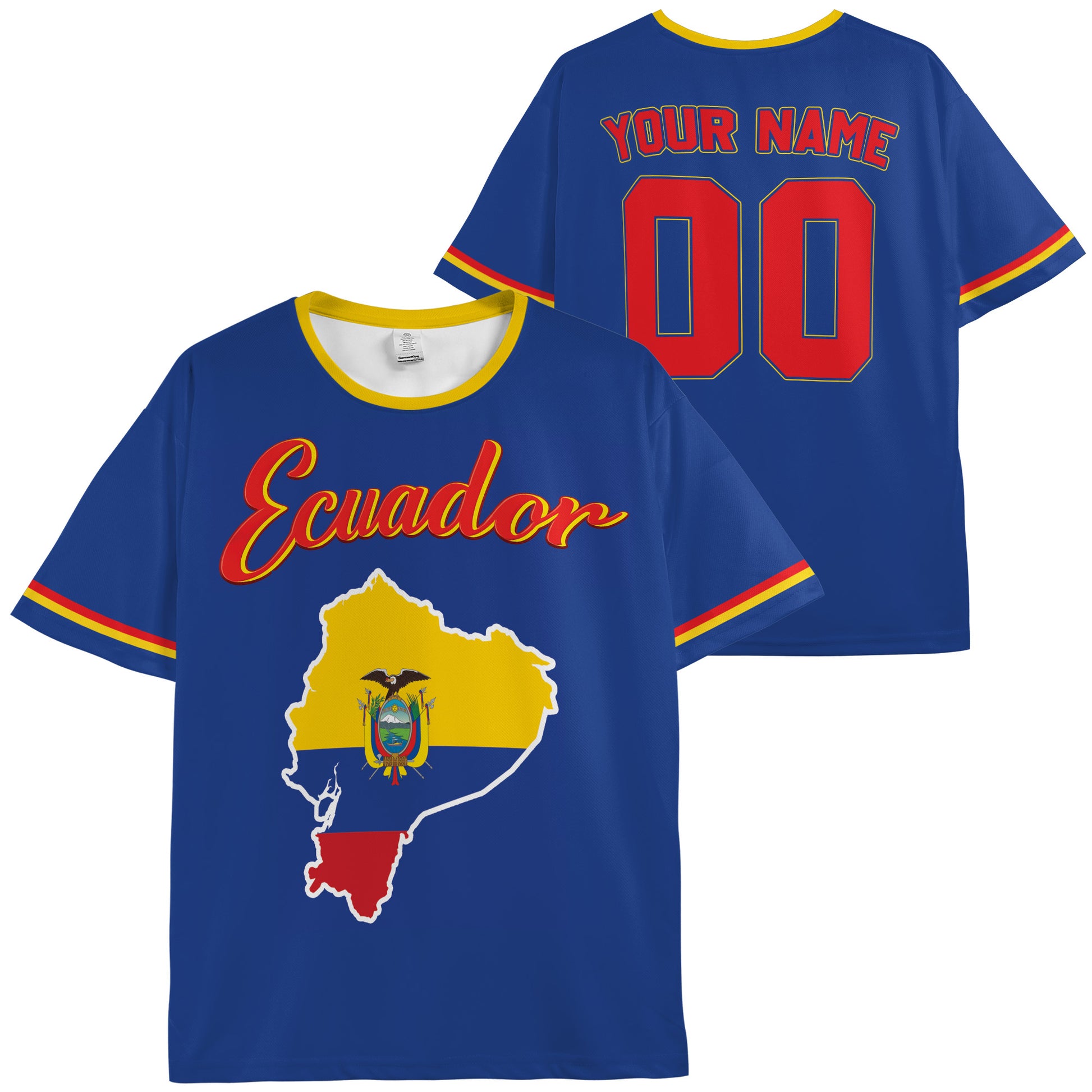 Custom Ecuador Soccer Jersey Ecuadorian Fan Script Outline - Personalized Name Number