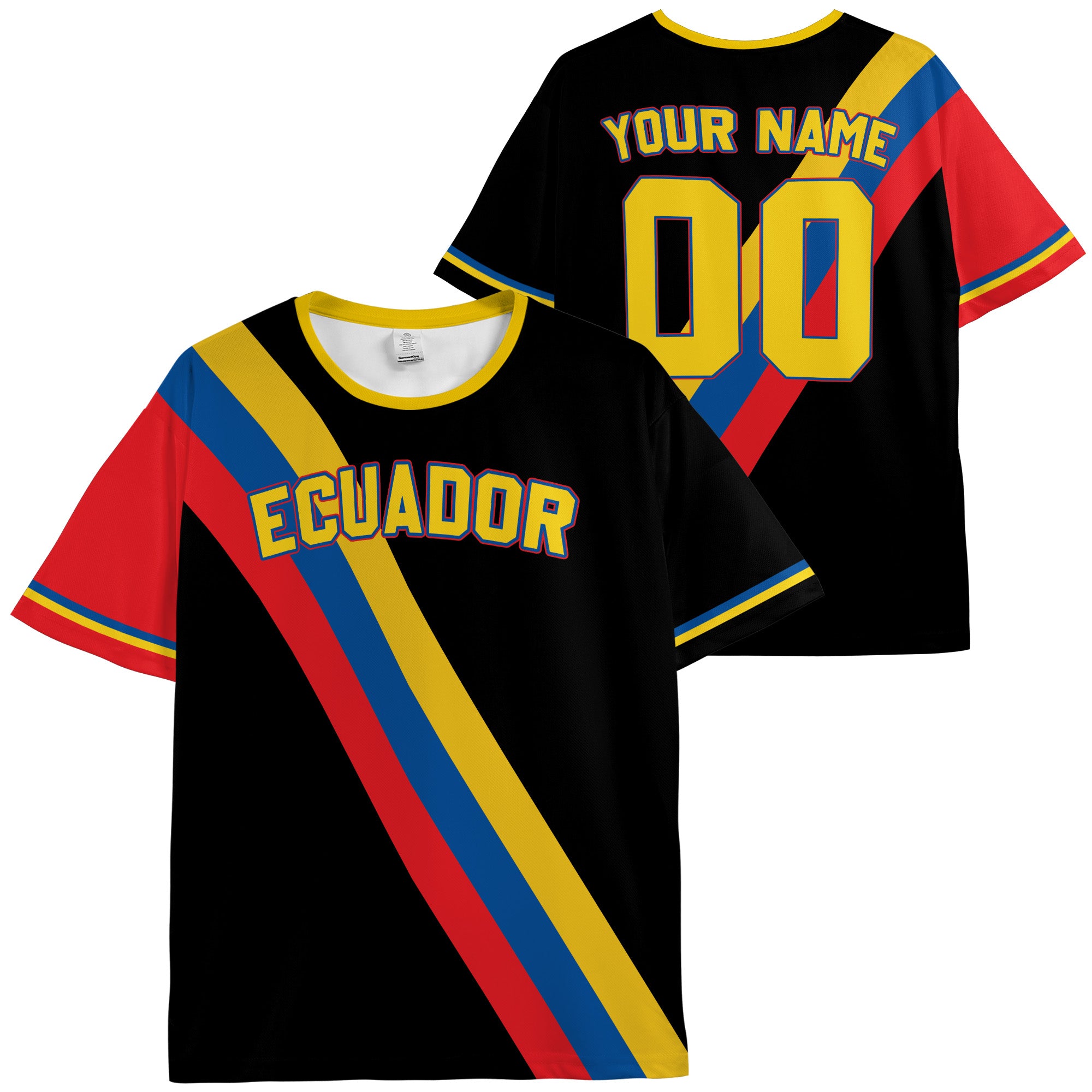 Custom Ecuador Soccer Jersey Ecuadorian Fan Tricolor Slash - Personalized Name Number