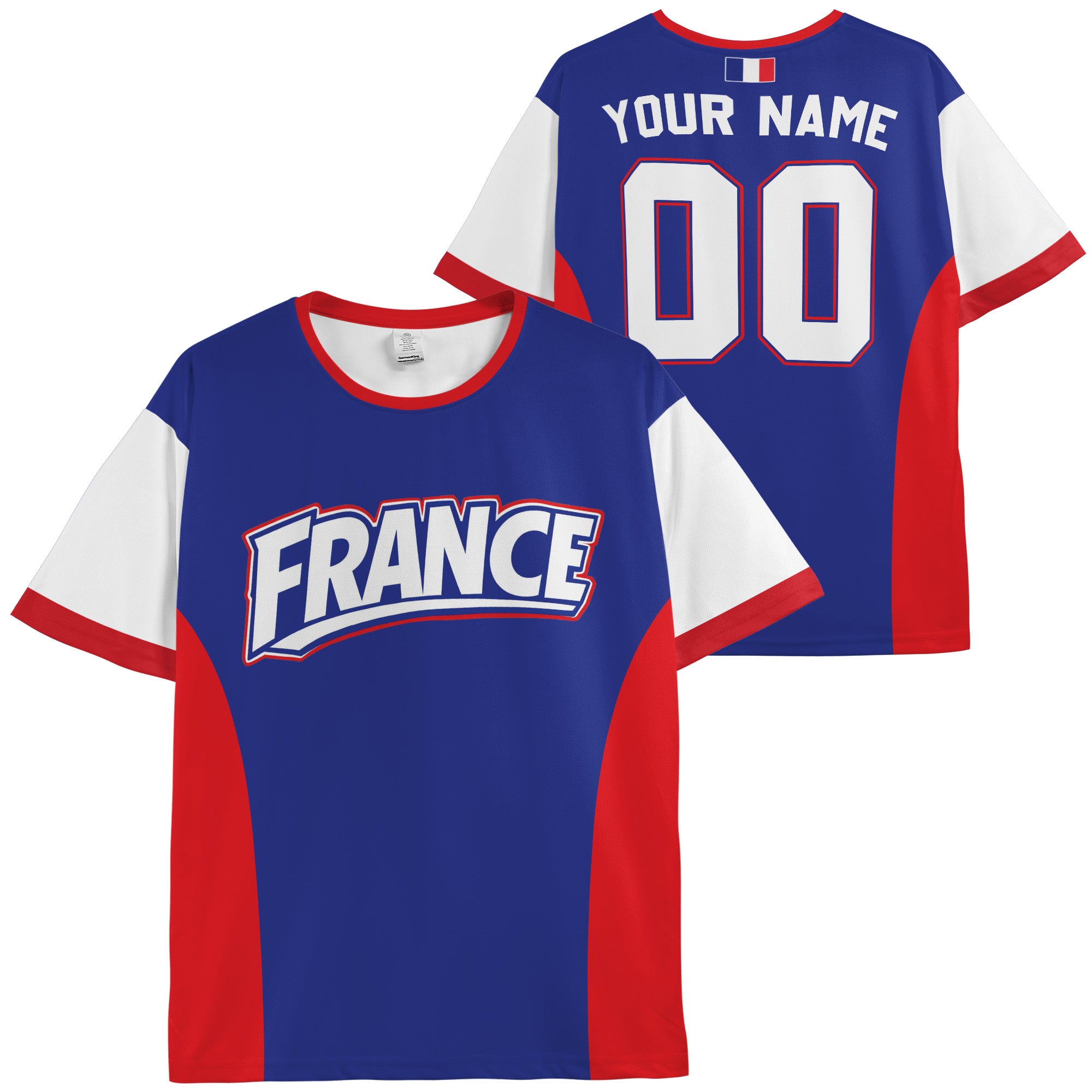 Custom France Soccer Jersey French Fan Classic Tricolor - Personalized Name Number