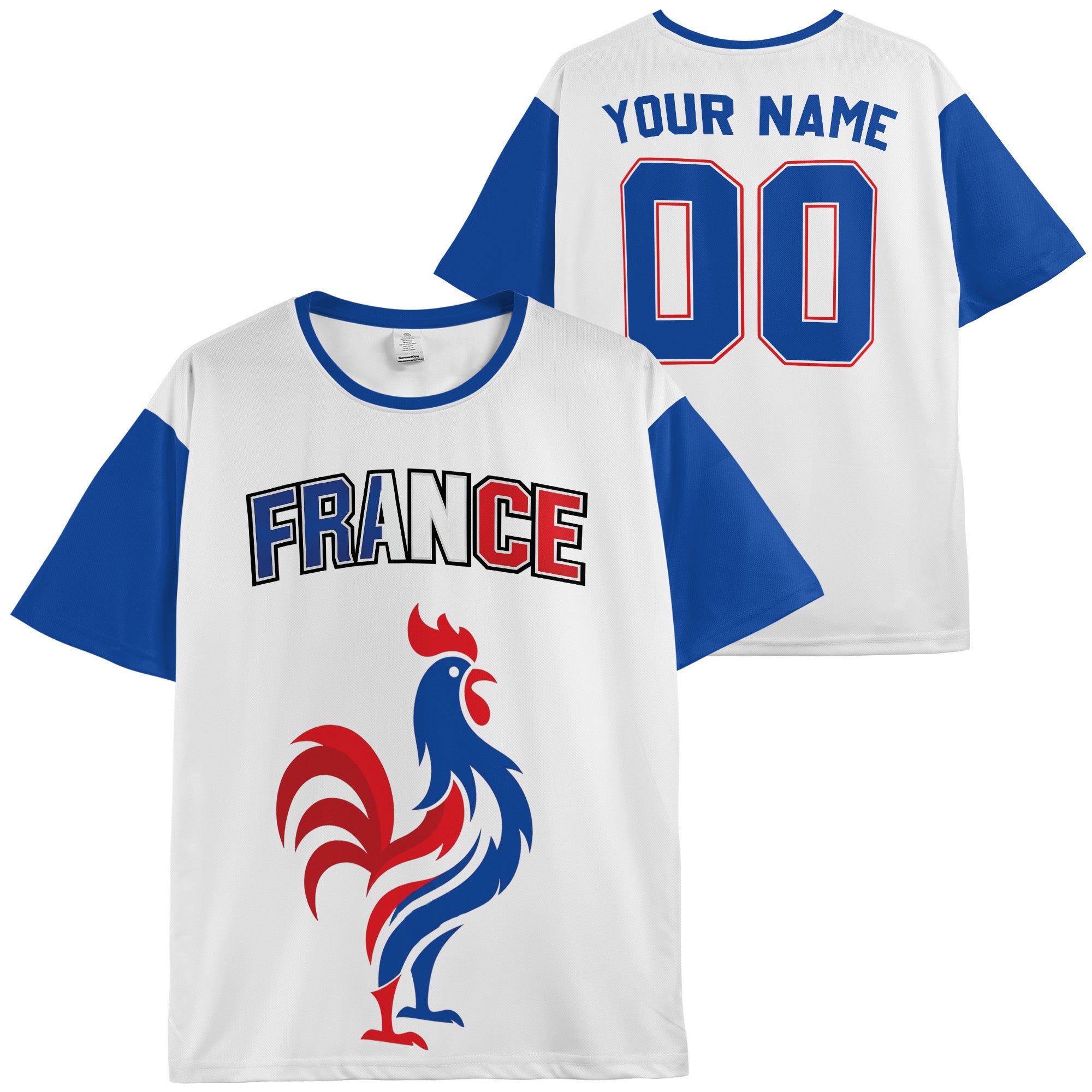 Custom France Soccer Jersey French Fan Rooster Graphic - Personalized Name Number