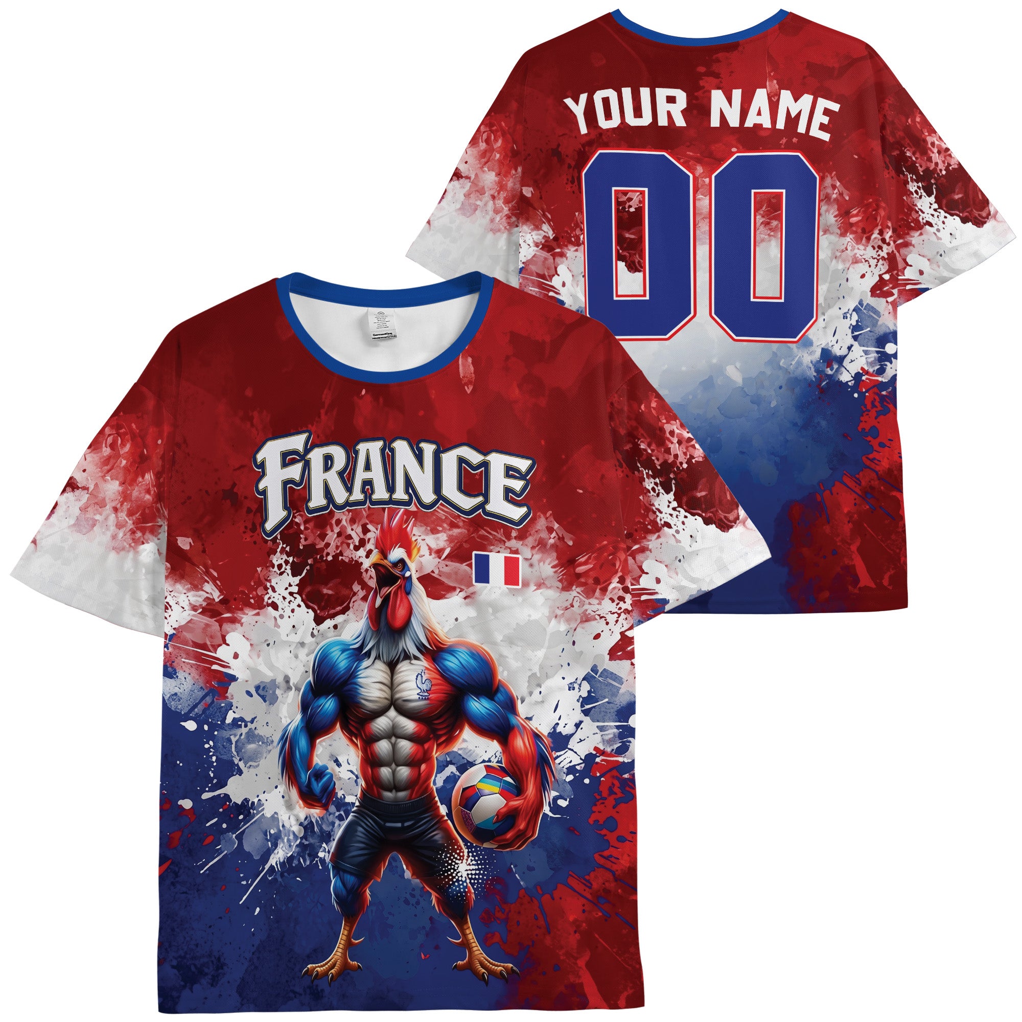 Custom France Soccer Jersey French Fan Power Rooster - Personalized Name Number