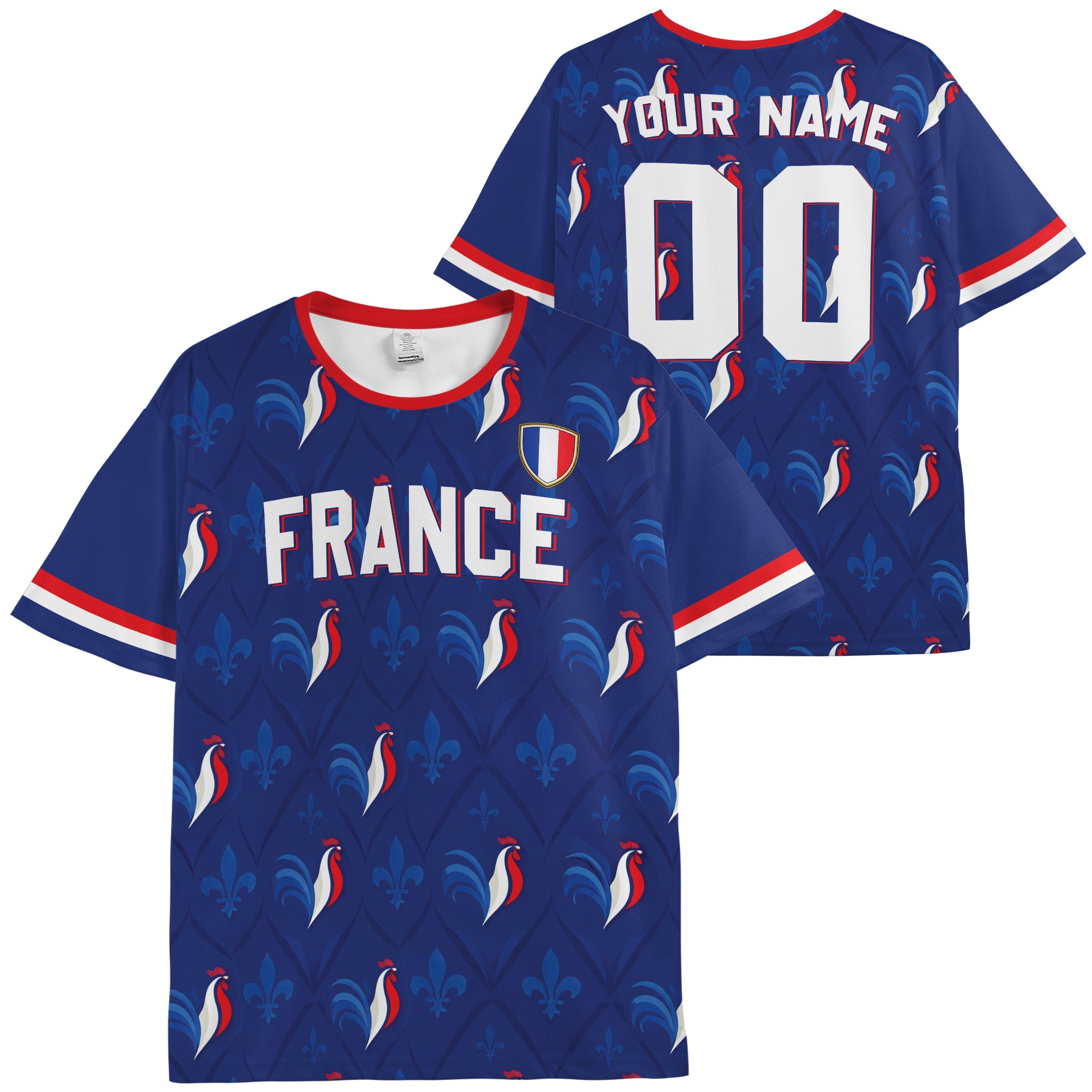 Custom France Soccer Jersey French Fan Heritage Pattern - Personalized Name Number