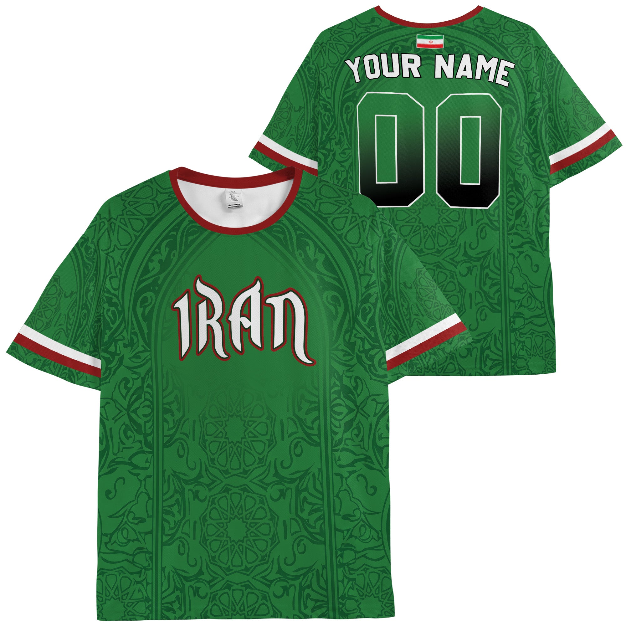 Custom Iran Soccer Jersey Iranian Fan Persian Pattern - Personalized Name Number