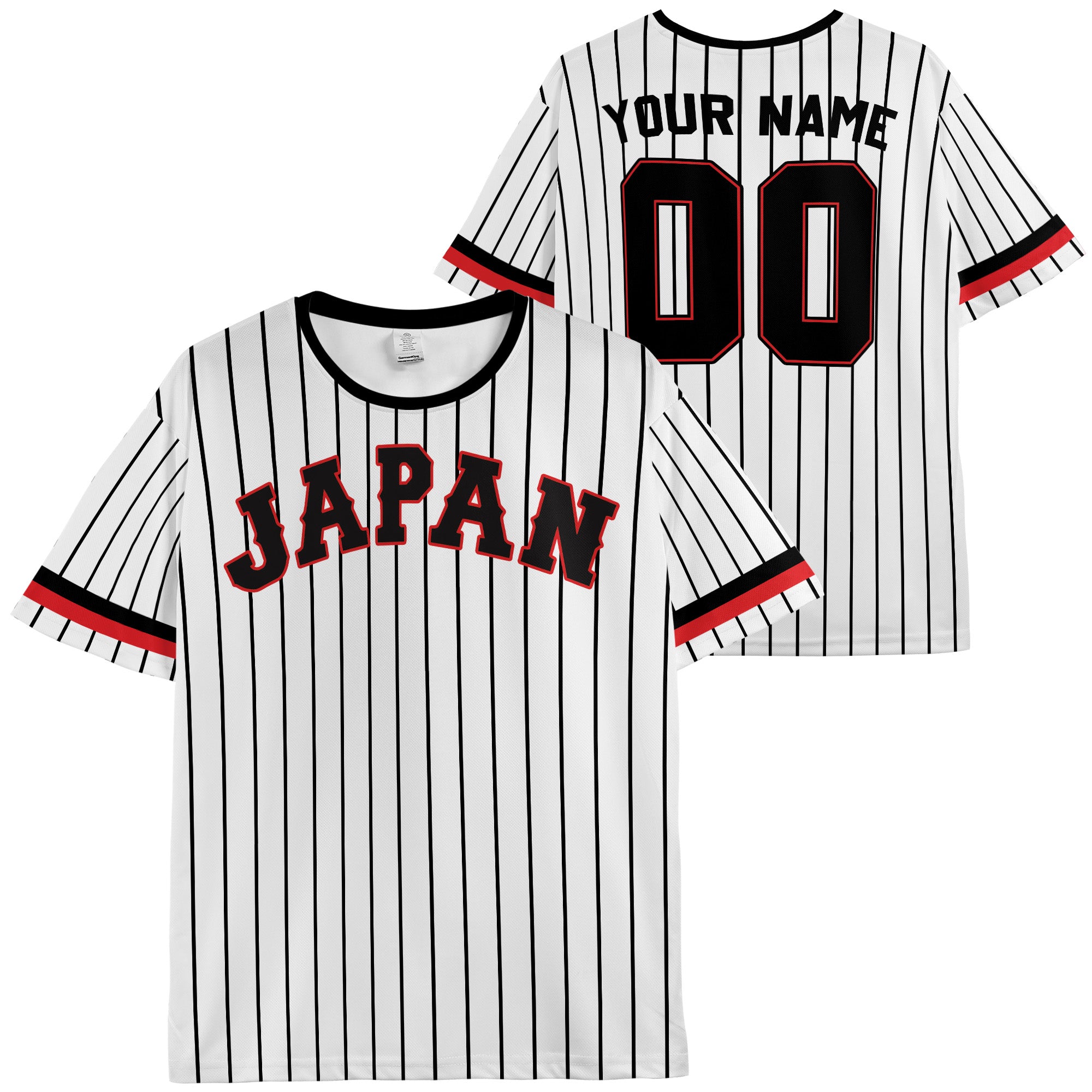 Custom Japan Soccer Jersey Japanese Fan Pinstripe Classic - Personalized Name Number