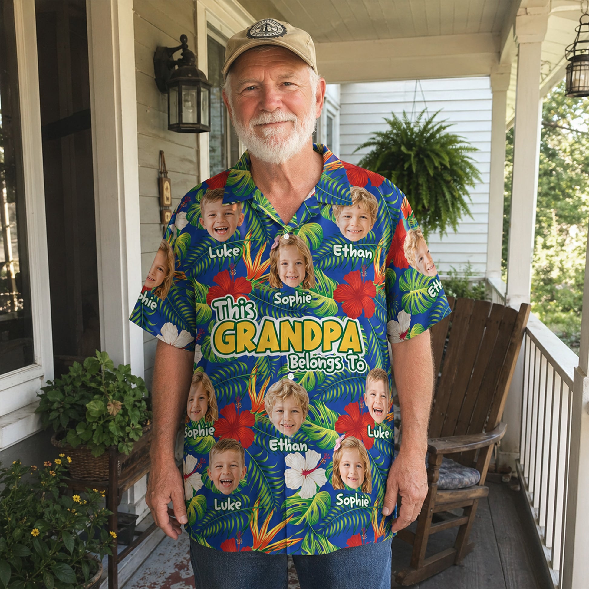 Custom Grandpa Hawaiian Shirt This Grandpa Belongs to – Add Names Photos