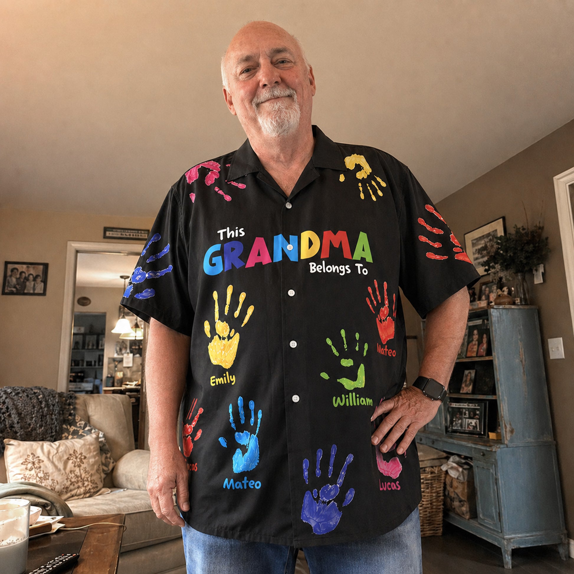 Custom Grandpa Hawaiian Shirt This Grandpa Belongs to Hands Design – Add Names