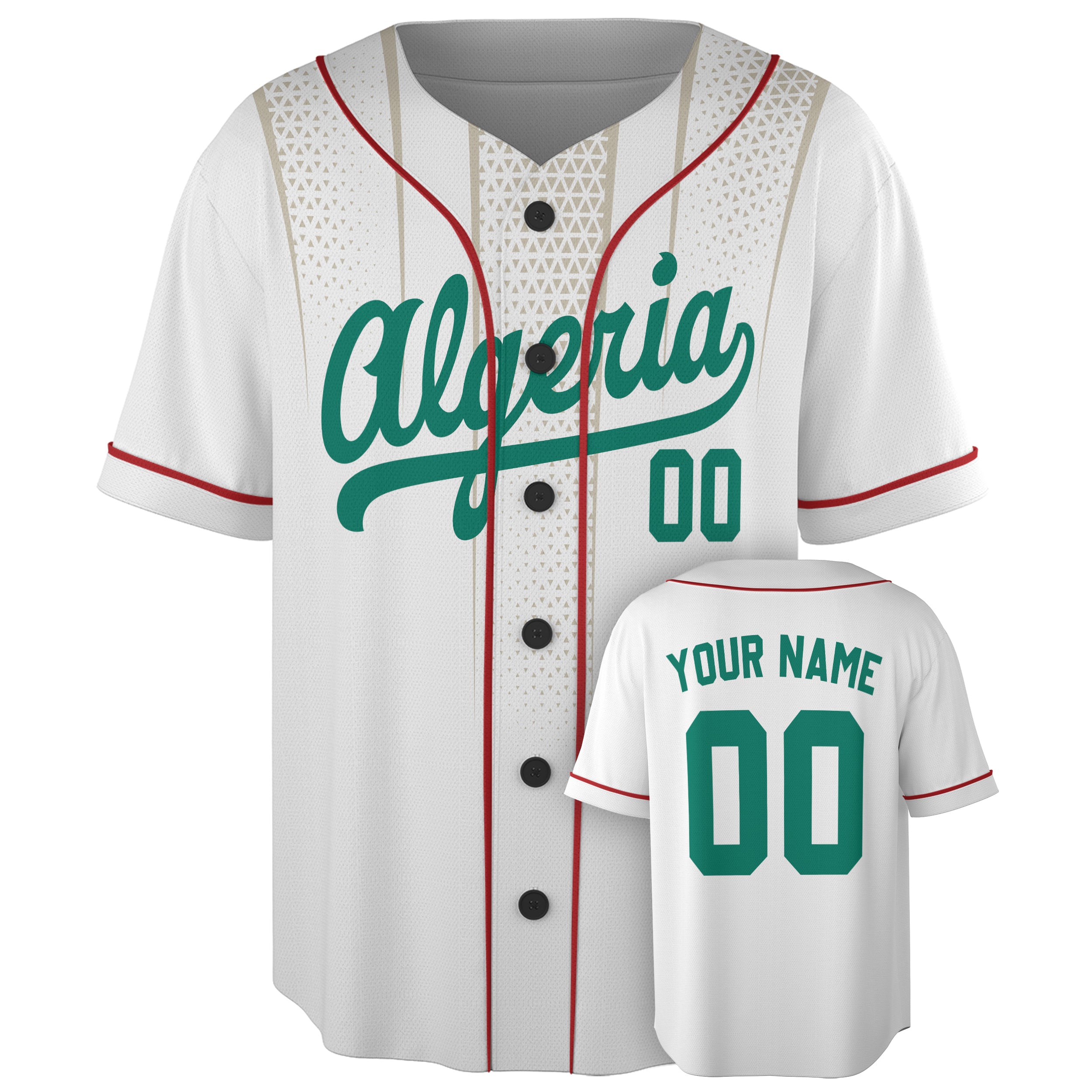 Custom Algeria Baseball Jersey Algerian Fan White – Personalized Name Number
