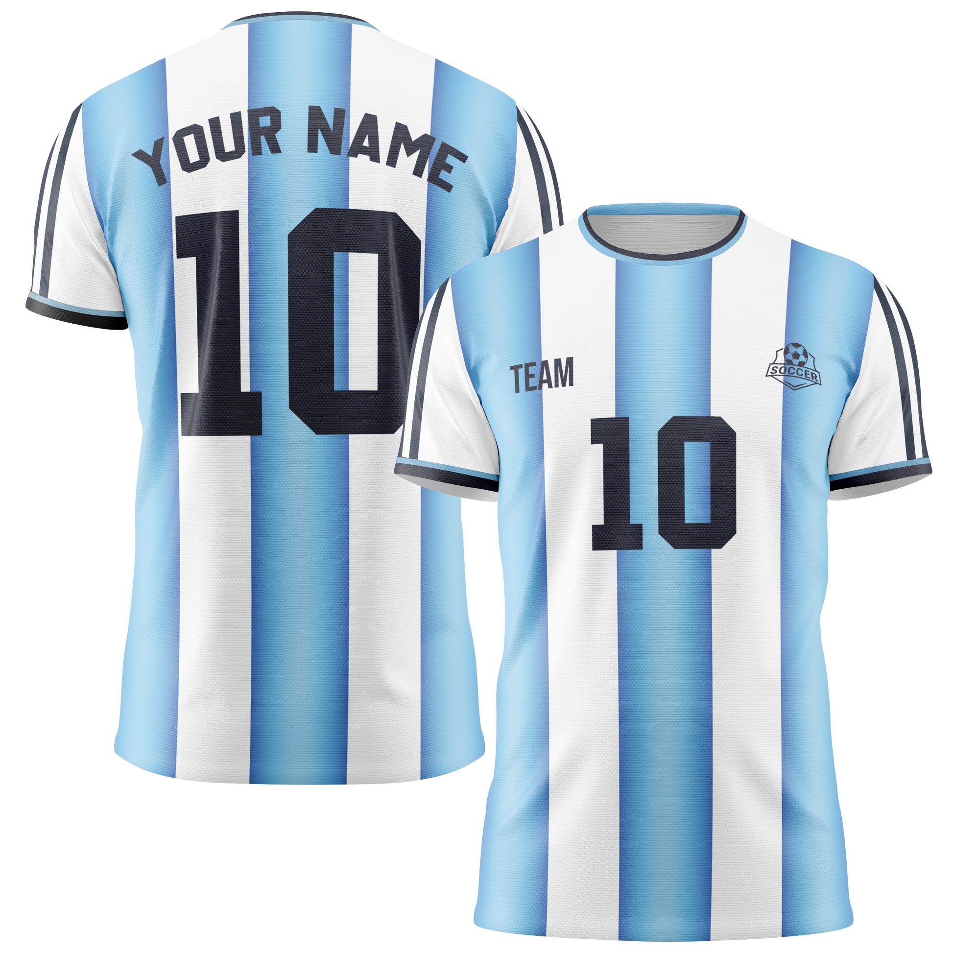 Custom Argentina Soccer Jersey 2026 Light Blue White and Black - Design Your Own