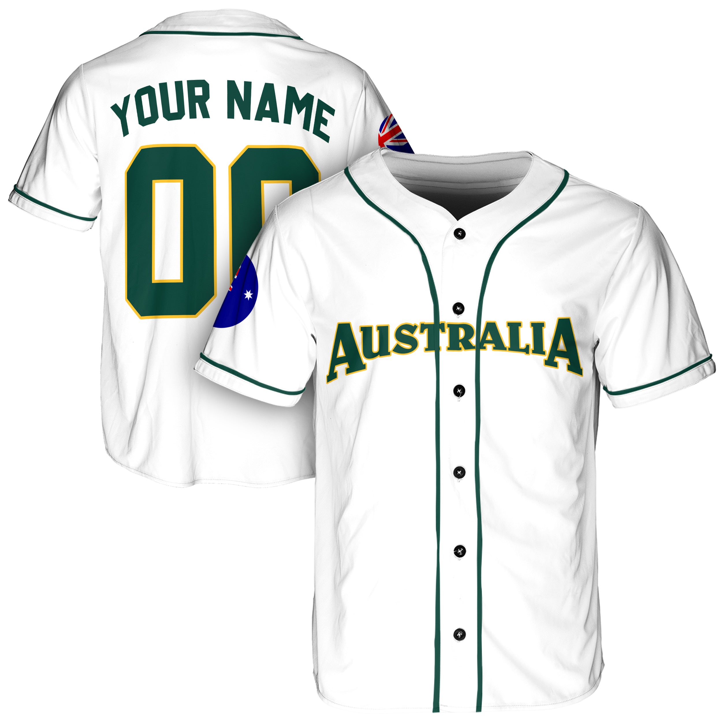 Custom Australia Baseball Jersey Australian Fan White – Personalized Name Number