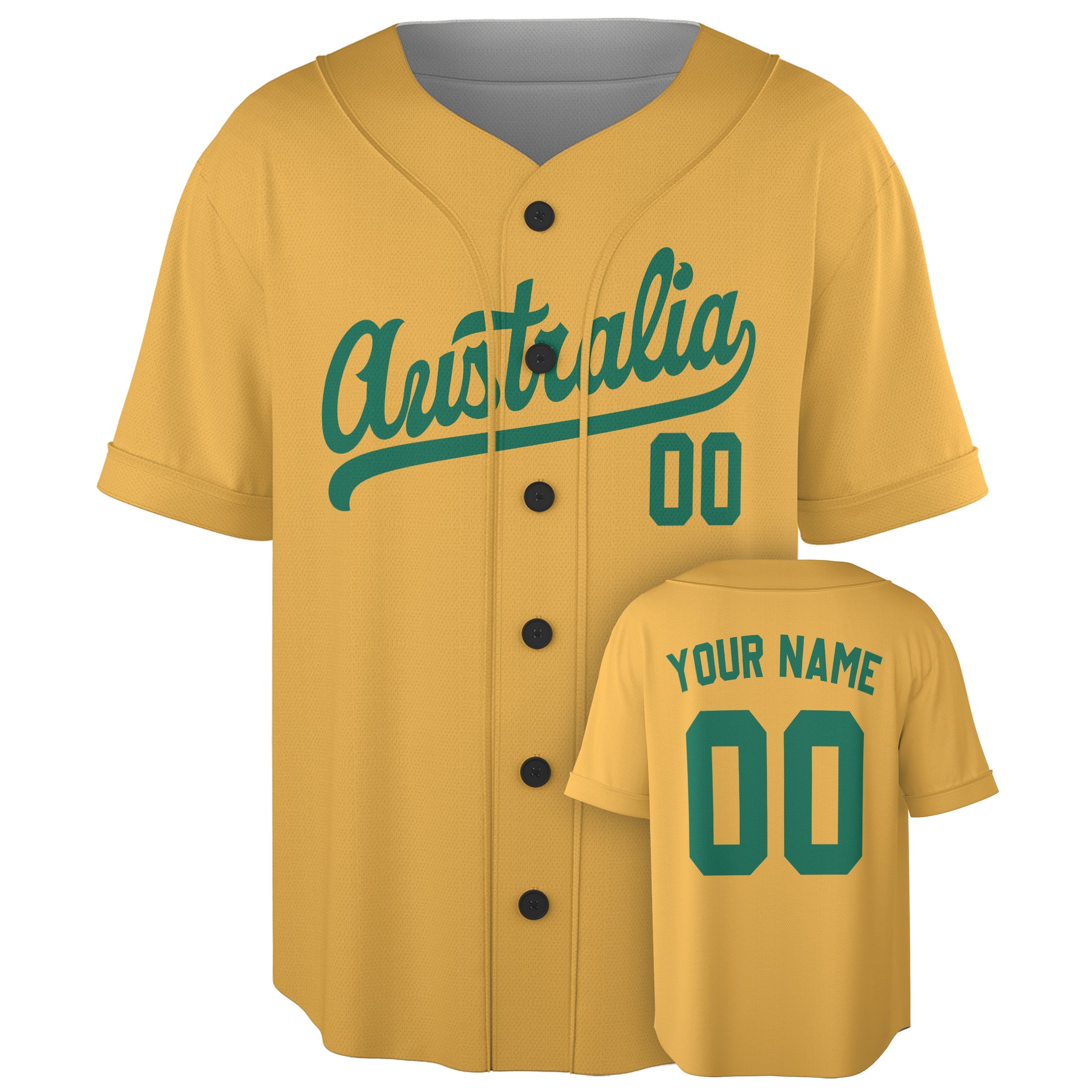 Custom Australia Baseball Jersey Australian Fan Gold – Personalized Name Number