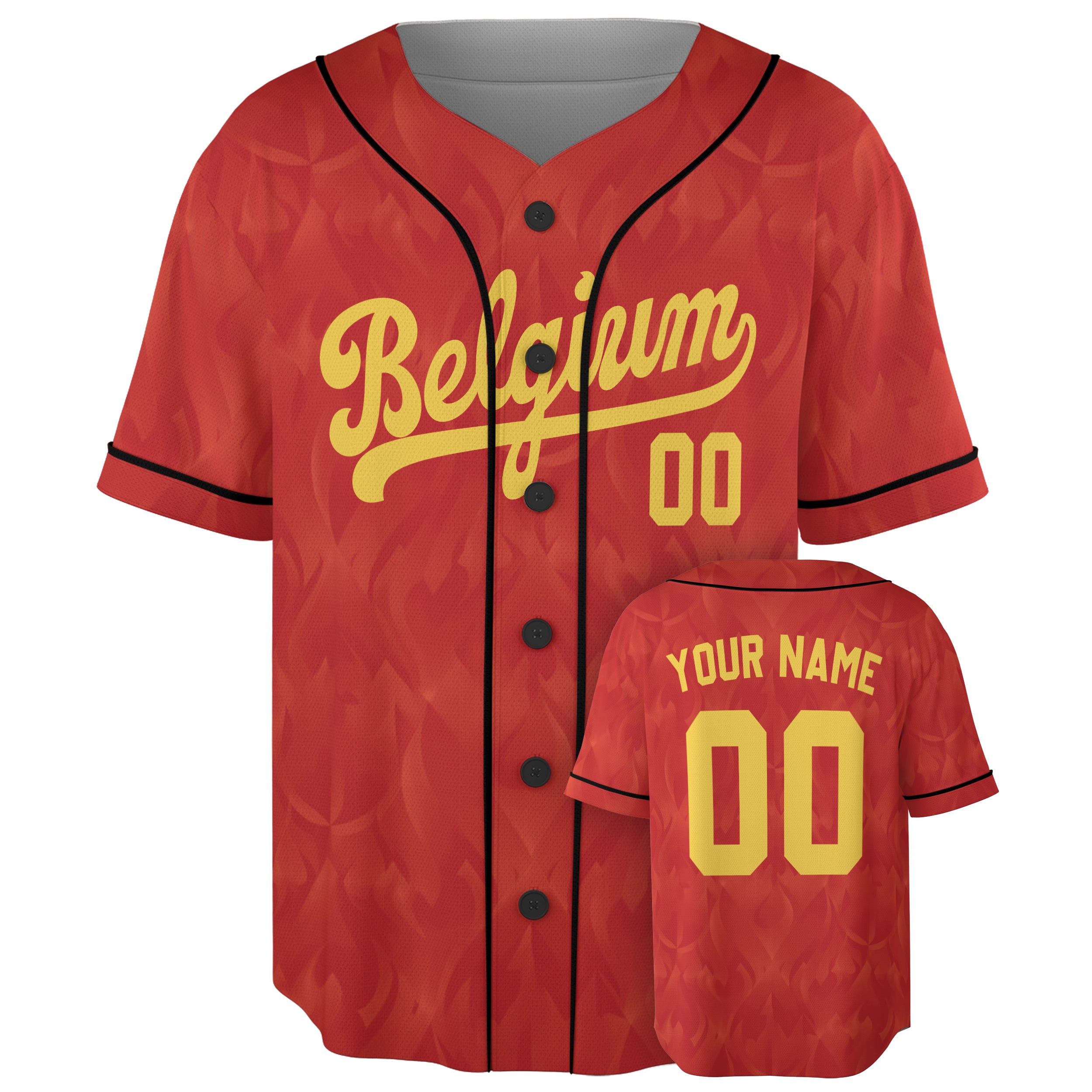 Custom Belgium Baseball Jersey Belgian Fan Red – Personalized Name Number