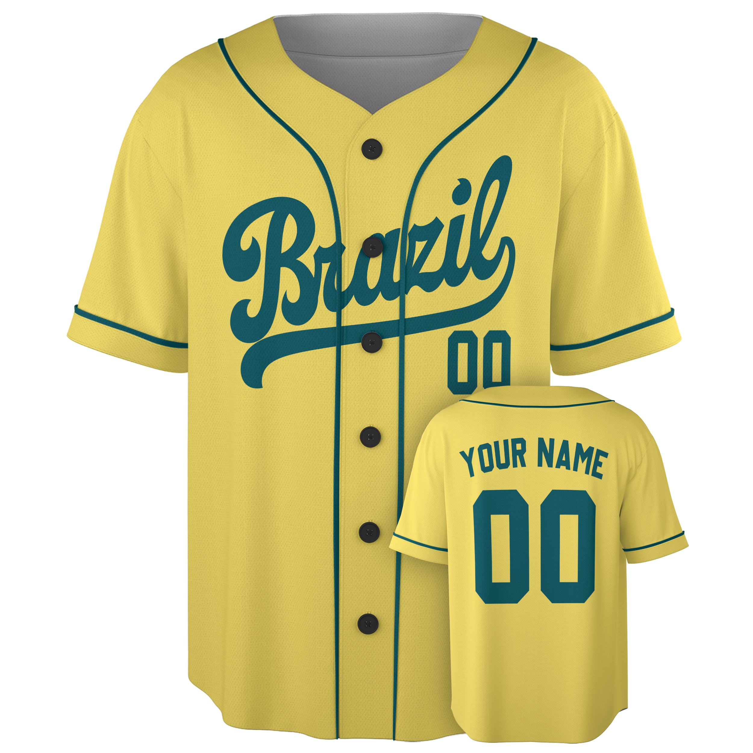 Custom Brazil Baseball Jersey Brazilian Fan Yellow – Personalized Name Number