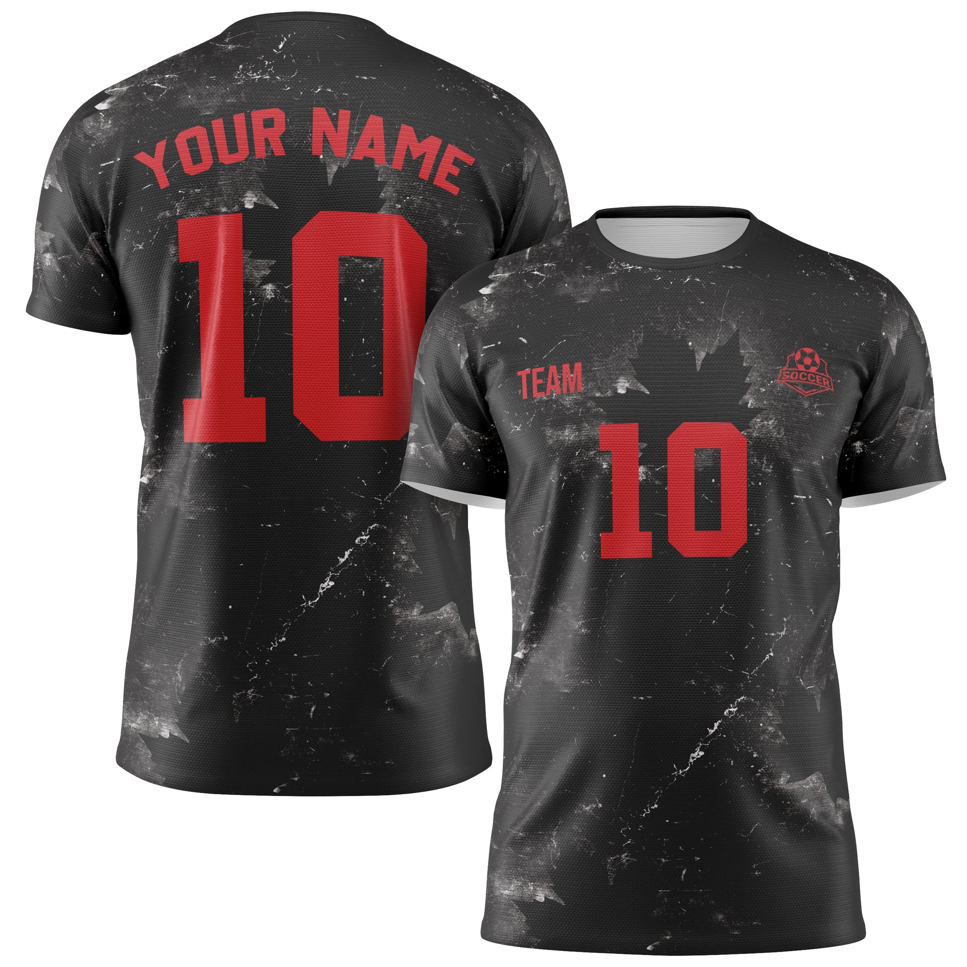 Custom Canada Soccer Jersey 2026 Black and Red - Design Your Own