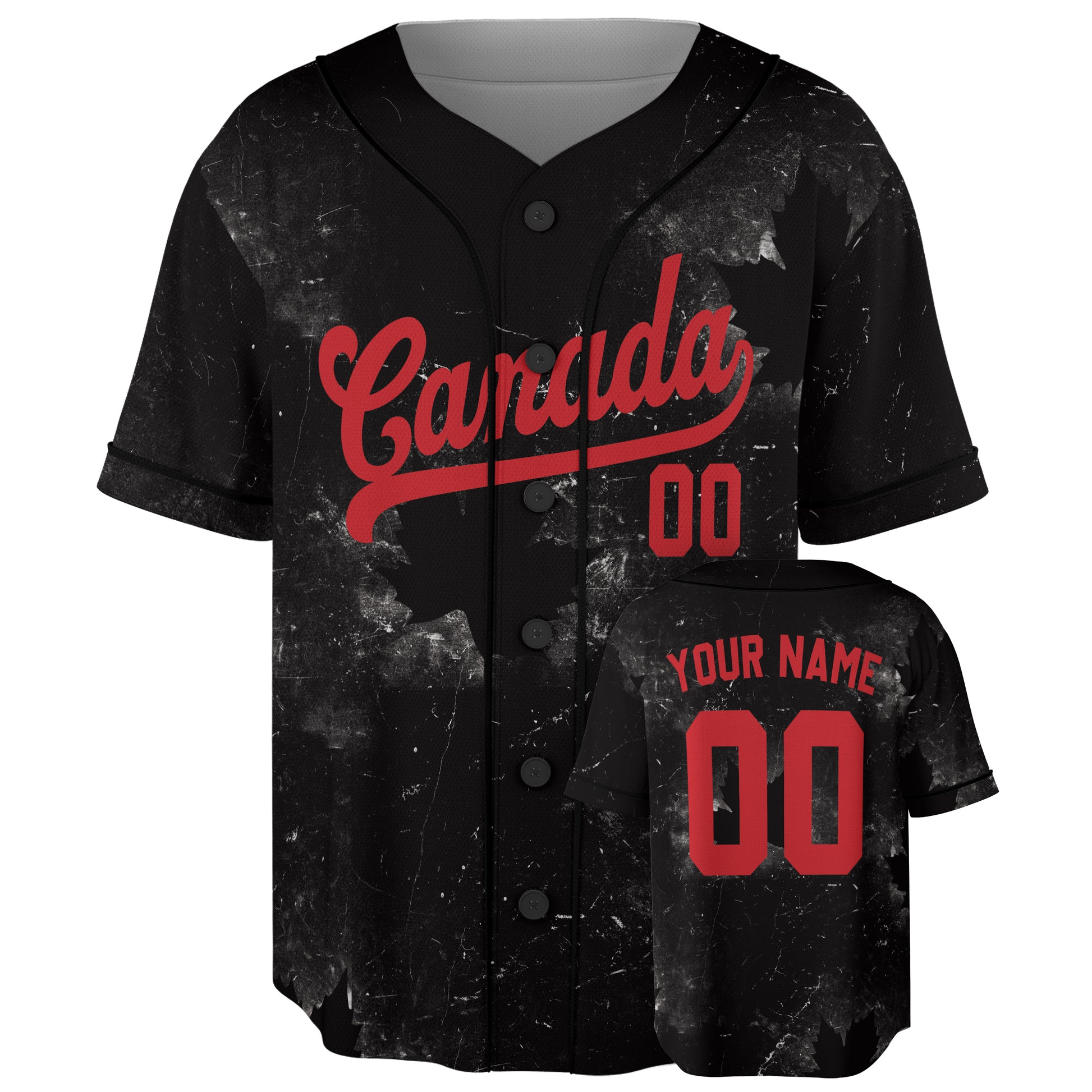 Custom Canada Baseball Jersey Canadian Fan Black Red – Personalized Name Number