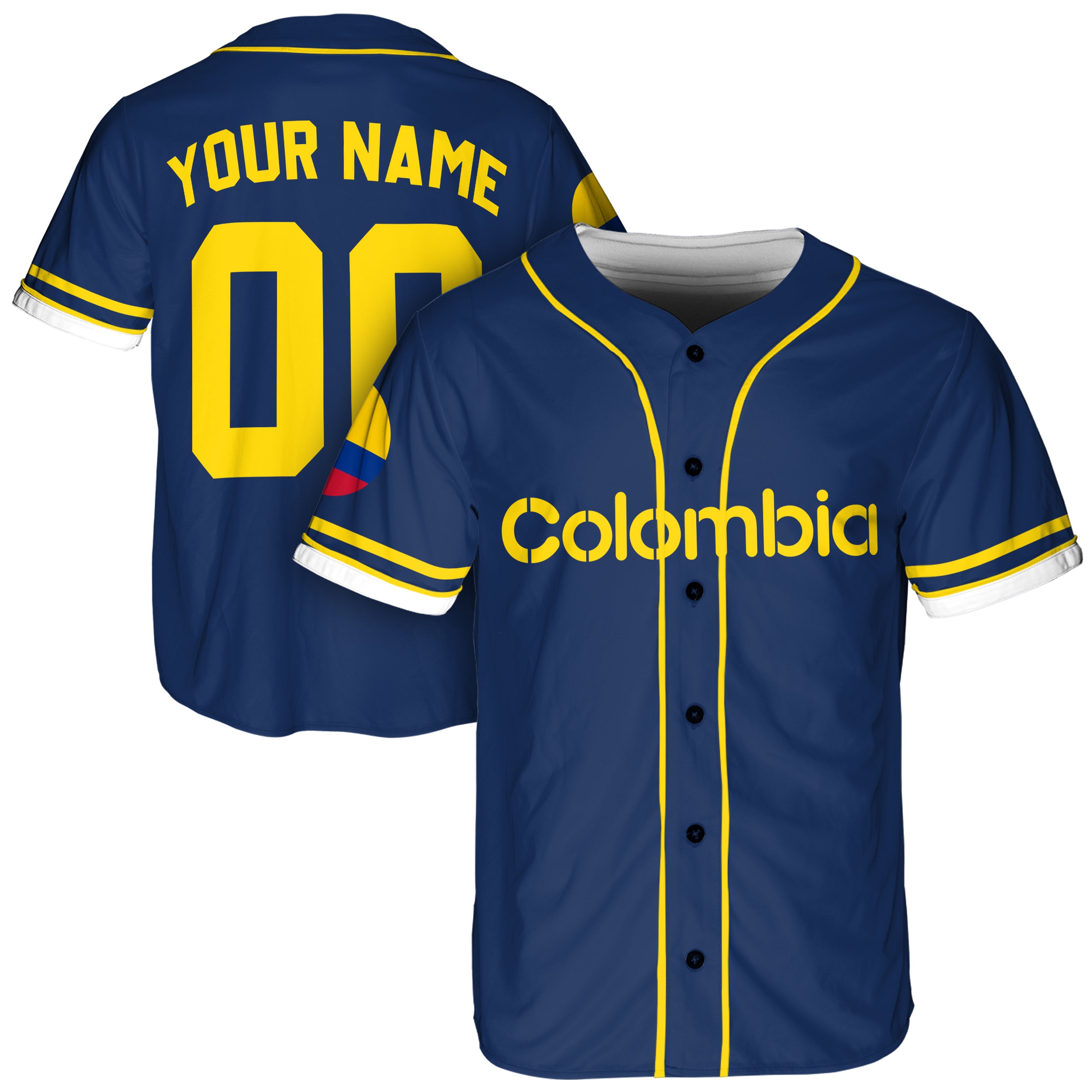 Custom Colombia Baseball Jersey Colombian Fan Navy – Personalized Name Number