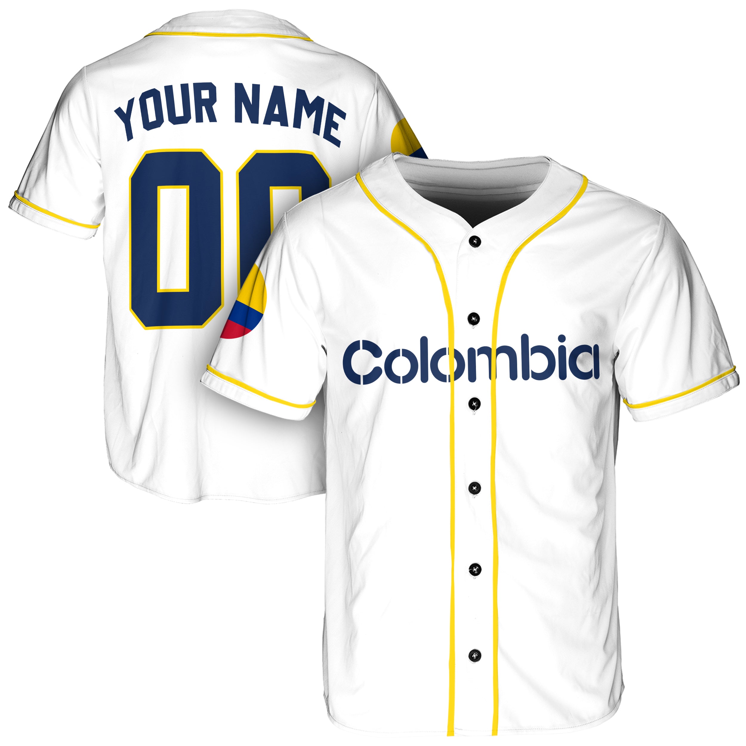 Custom Colombia Baseball Jersey Colombian Fan White – Personalized Name Number
