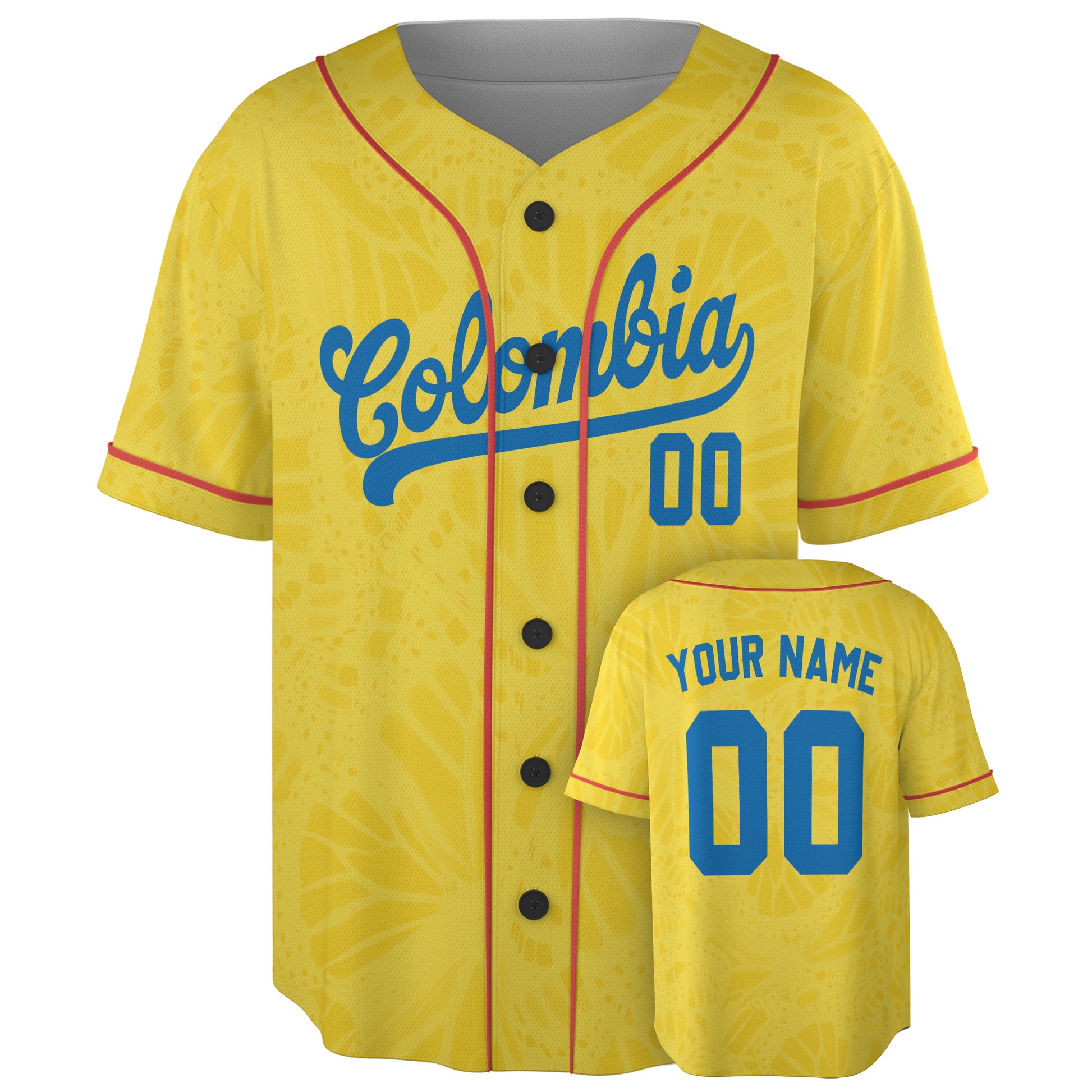 Custom Colombia Baseball Jersey Colombian Fan Yellow – Personalized Name Number