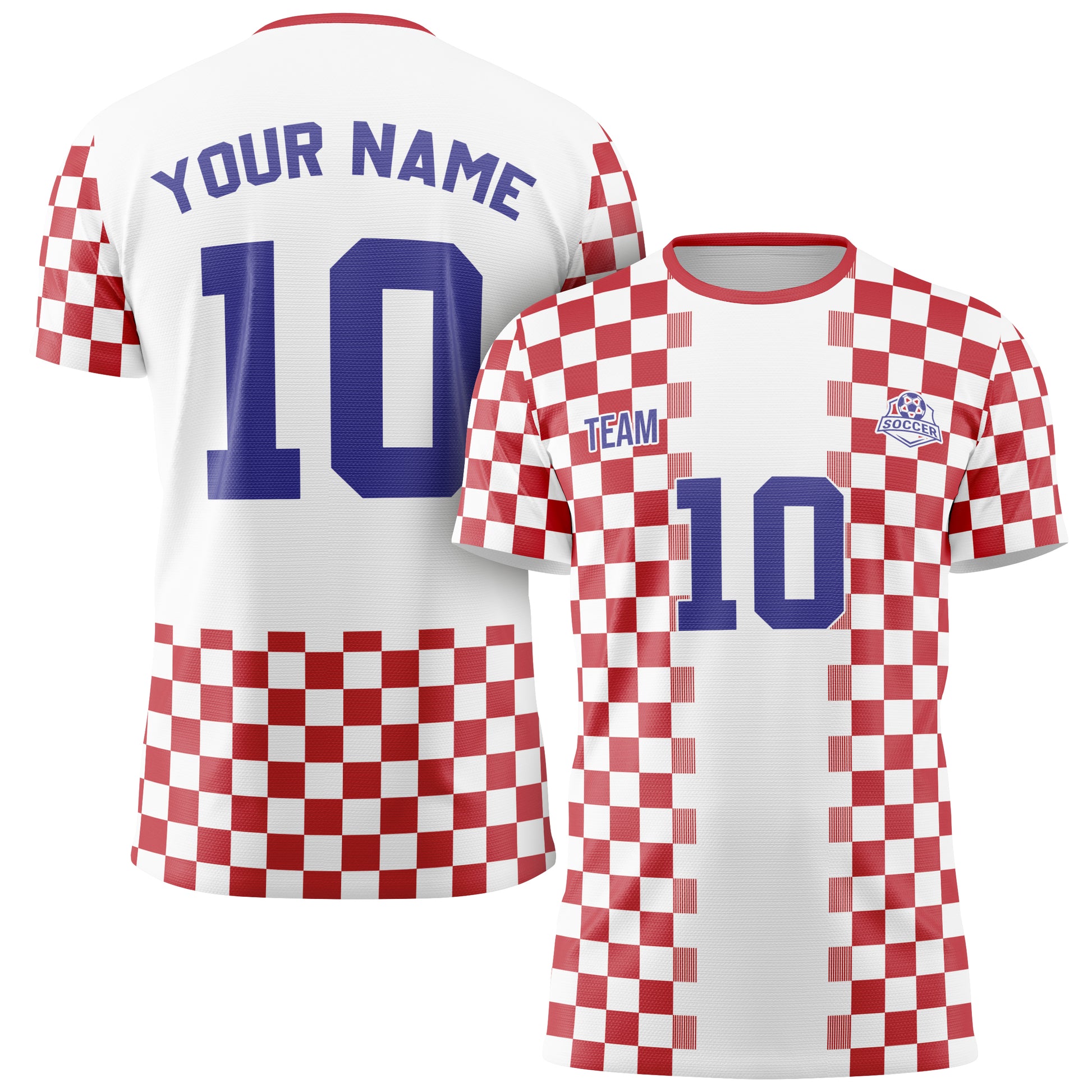 Custom Croatia Soccer Jersey 2026 White Red and Cobalt - Design Your Own