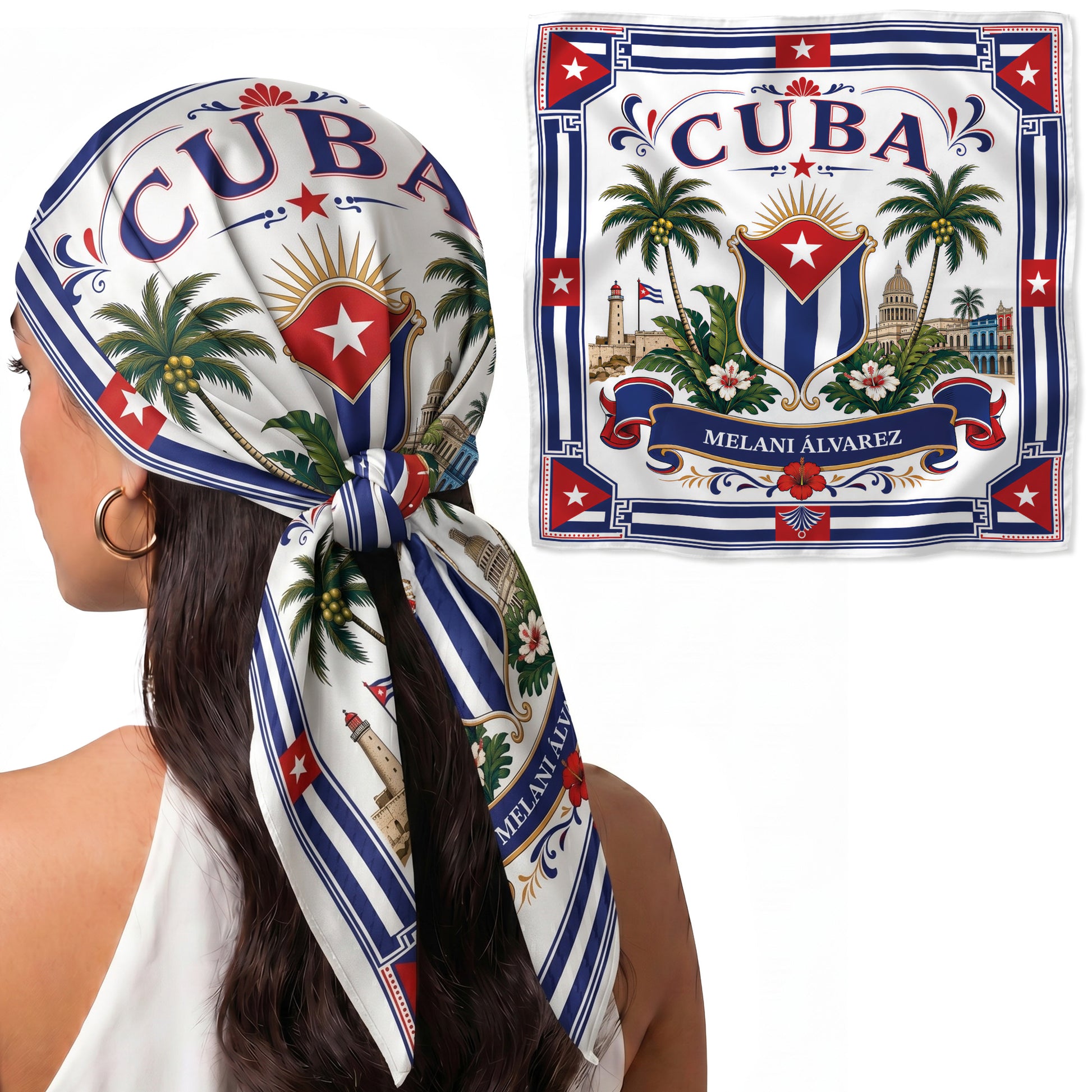 Custom Country Head Scarf Bandana Cuba - Personalized Name