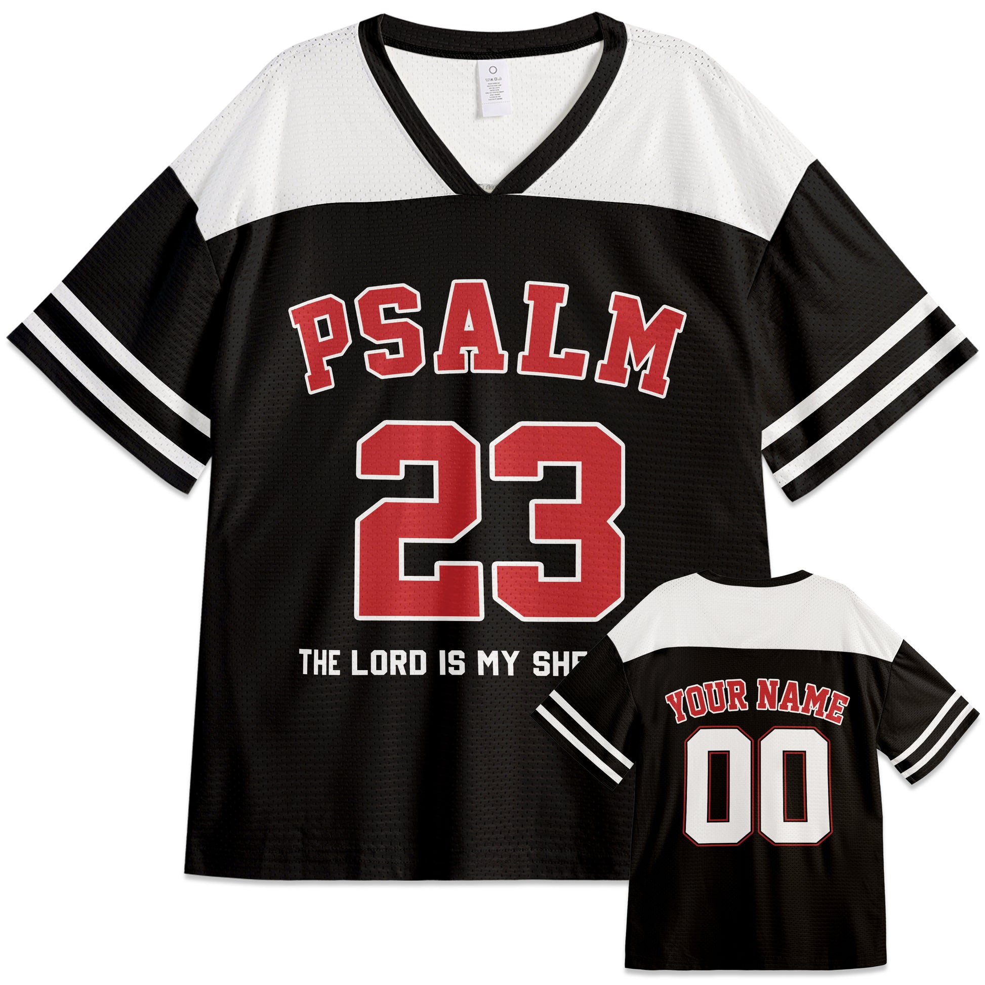 Custom Religious Drop Shoulder Football Jersey My Shepherd - Personalized Name Number