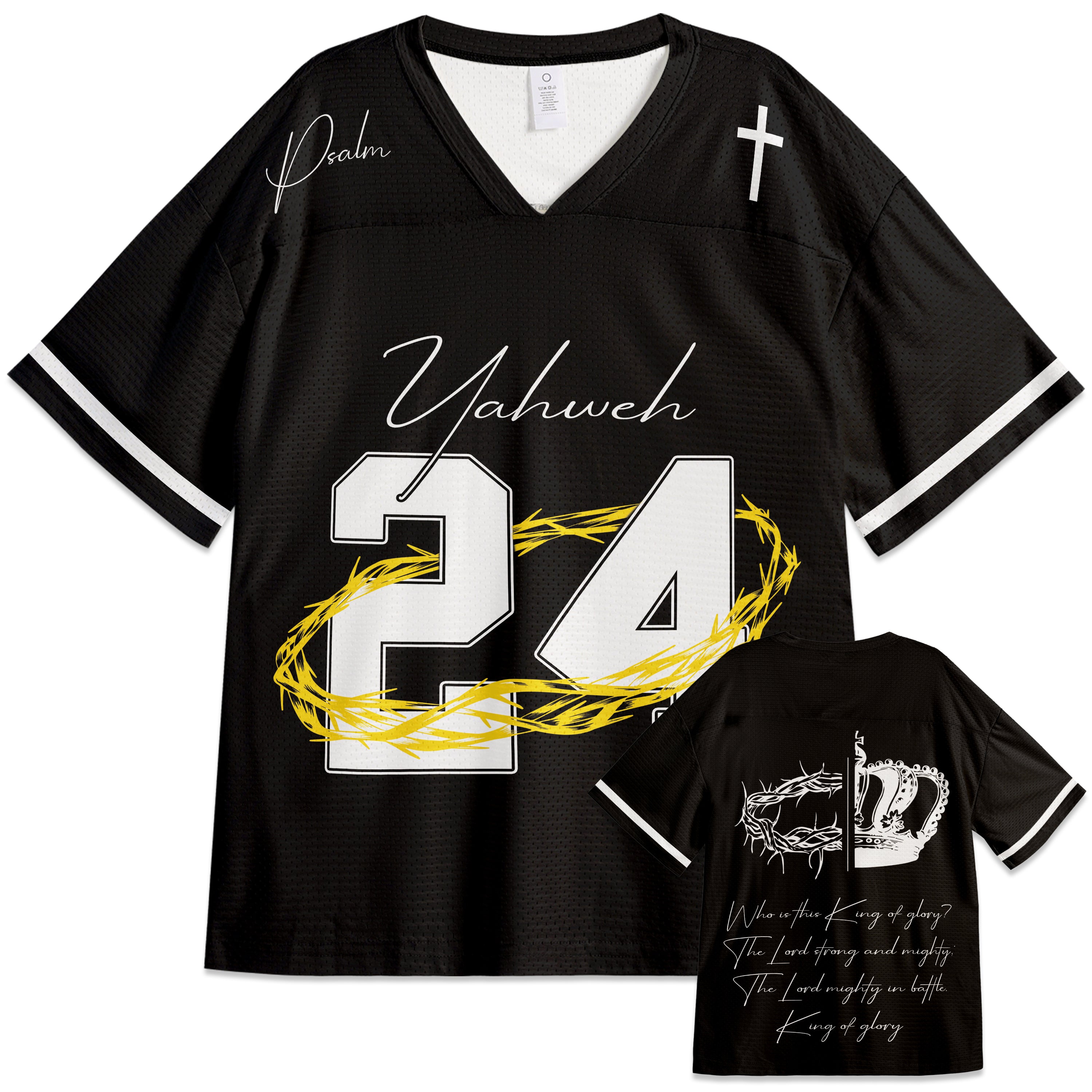Custom Religious Drop Shoulder Football Jersey King of Glory - Personalized Name Number