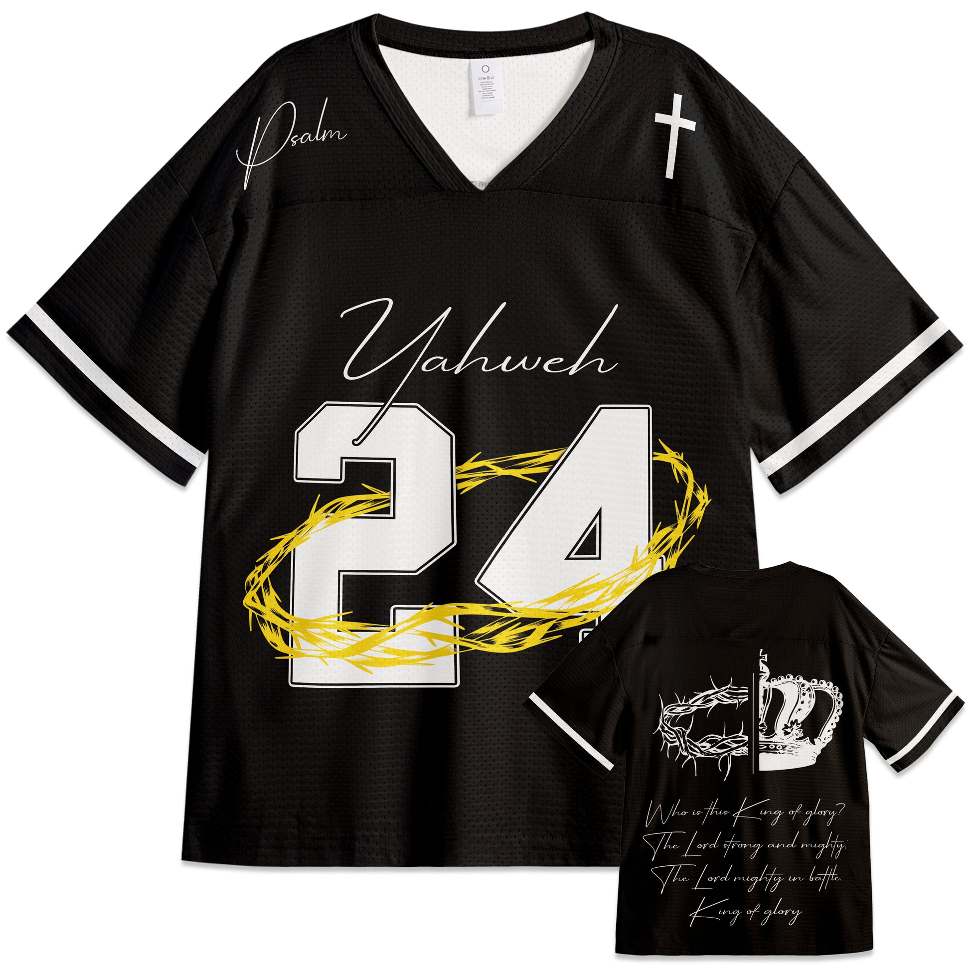 Custom Religious Drop Shoulder Football Jersey King of Glory - Personalized Name Number