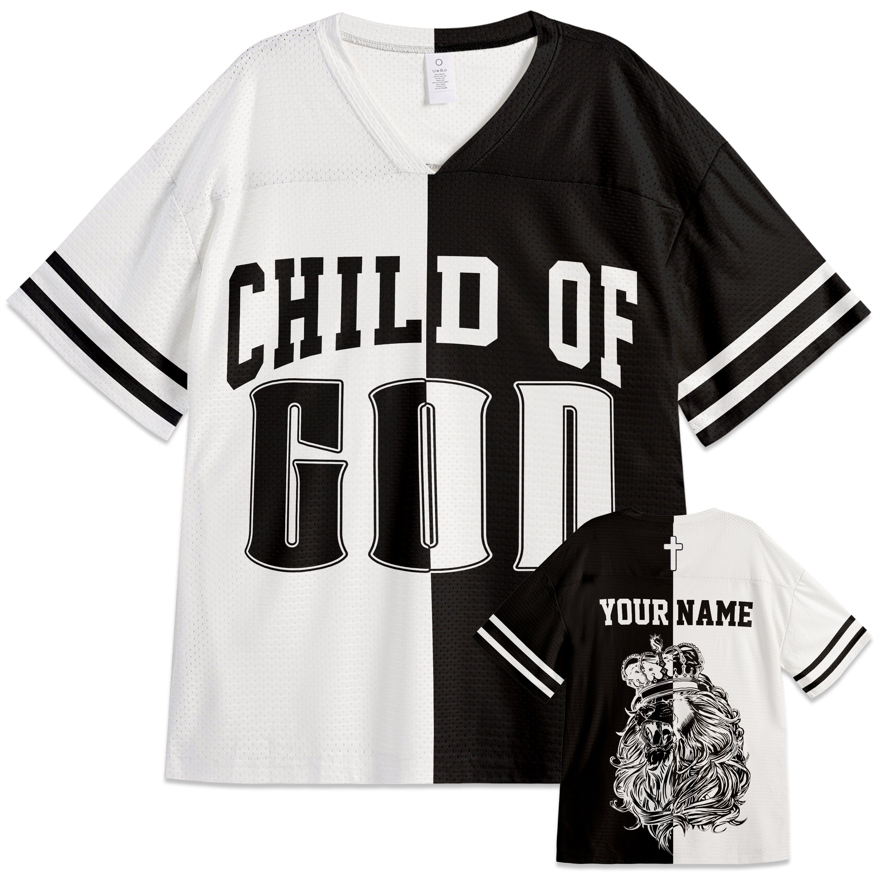 Custom Religious Drop Shoulder Football Jersey Royal Child - Personalized Name
