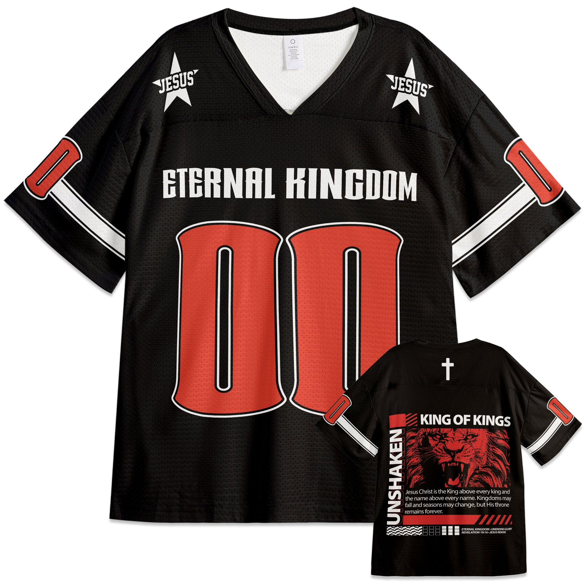 Custom Religious Drop Shoulder Football Jersey Eternal Kingdom - Personalized Name Number