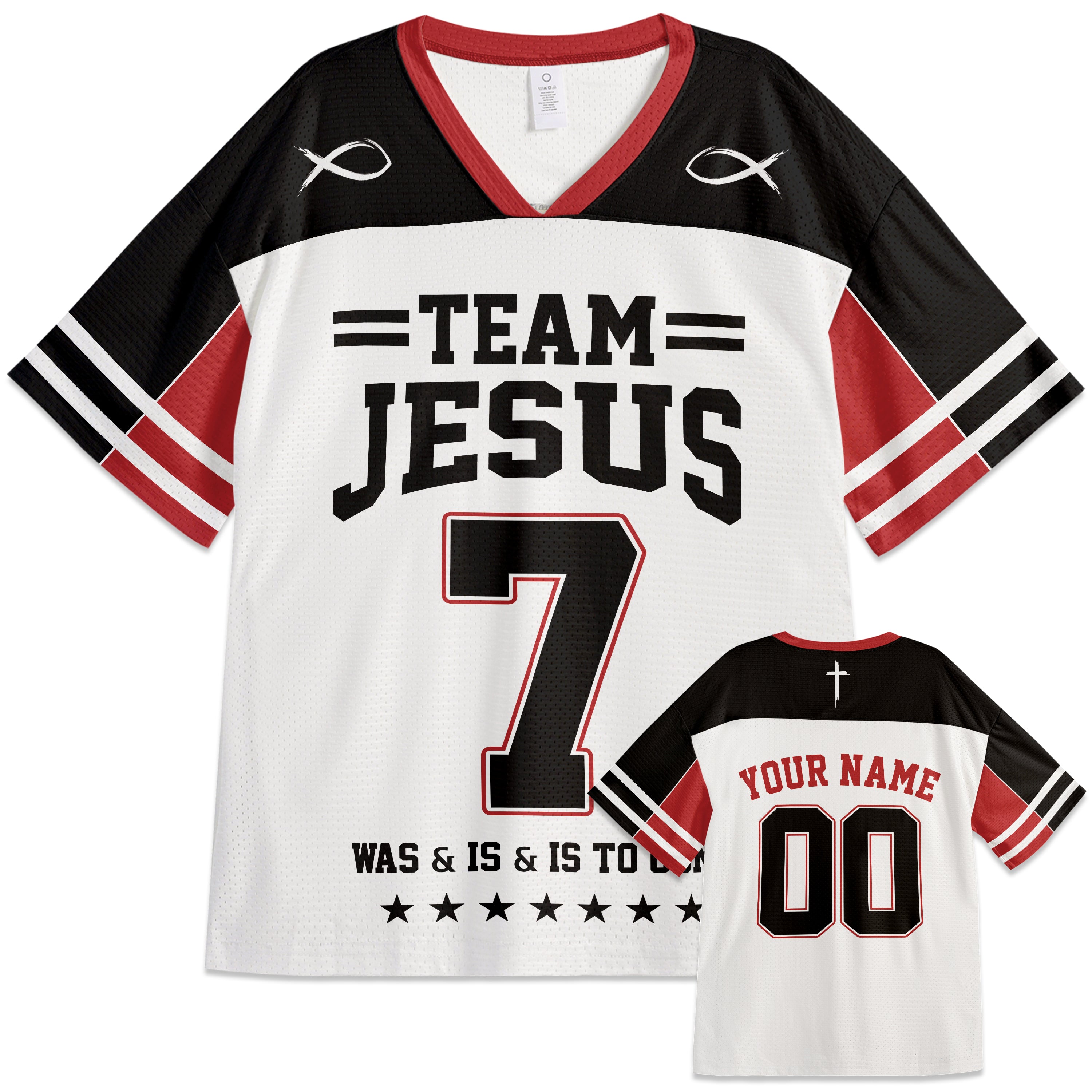 Custom Religious Drop Shoulder Football Jersey Team Jesus - Personalized Name Number