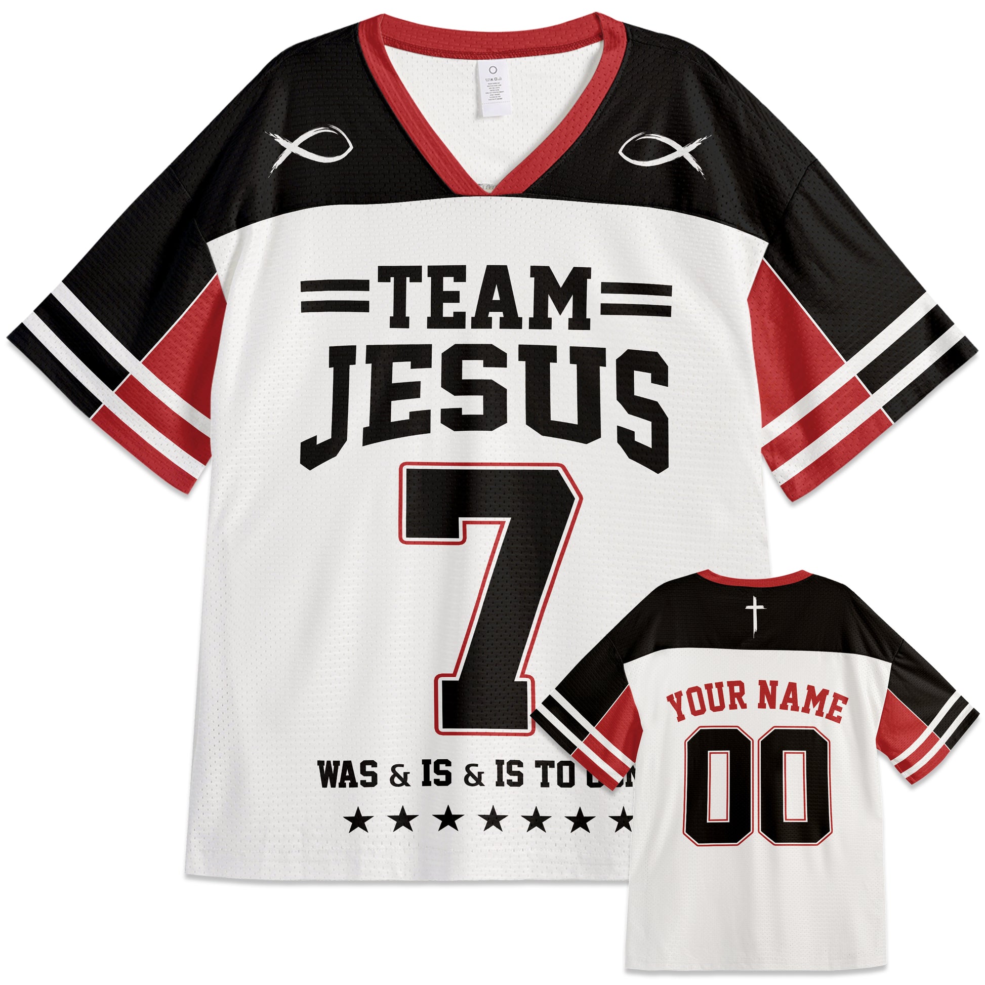 Custom Religious Drop Shoulder Football Jersey Team Jesus - Personalized Name Number