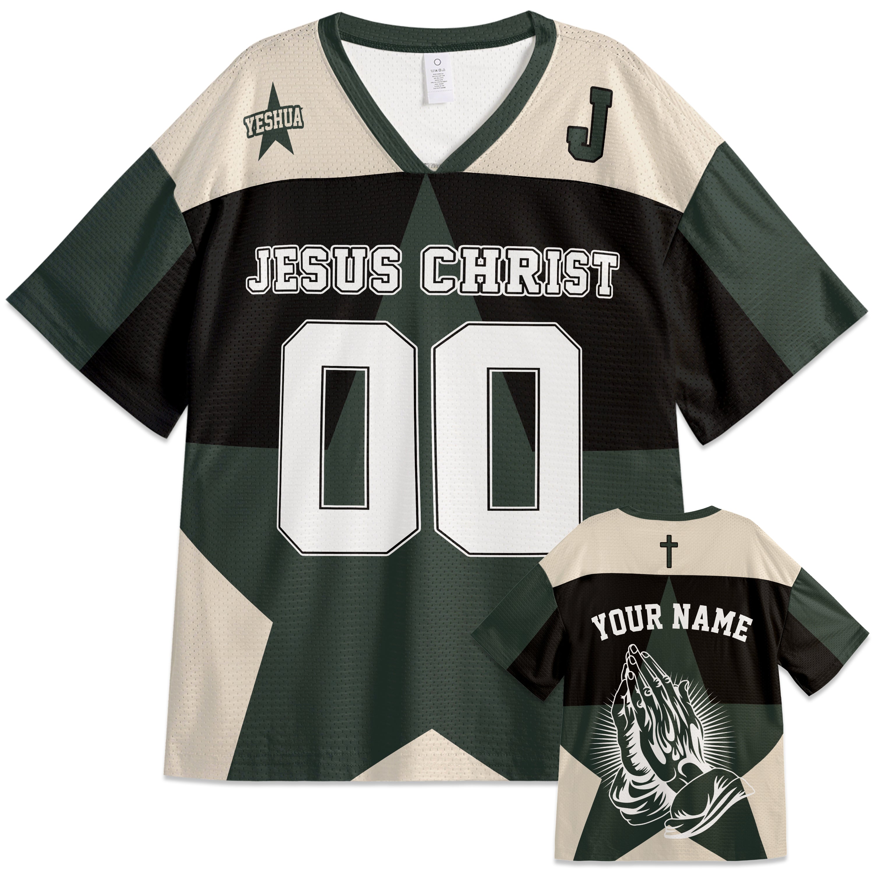 Custom Religious Drop Shoulder Football Jersey Jesus Christ - Personalized Name Number
