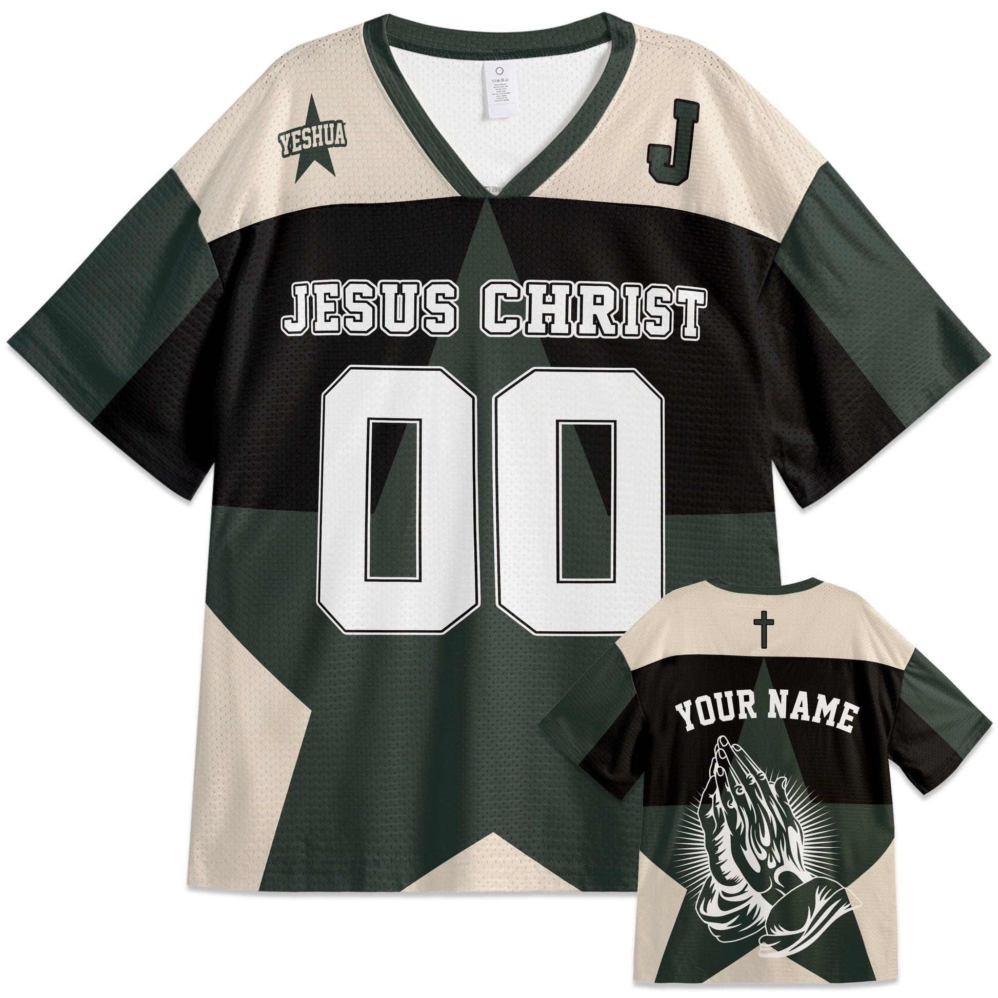 Custom Religious Drop Shoulder Football Jersey Jesus Christ - Personalized Name Number