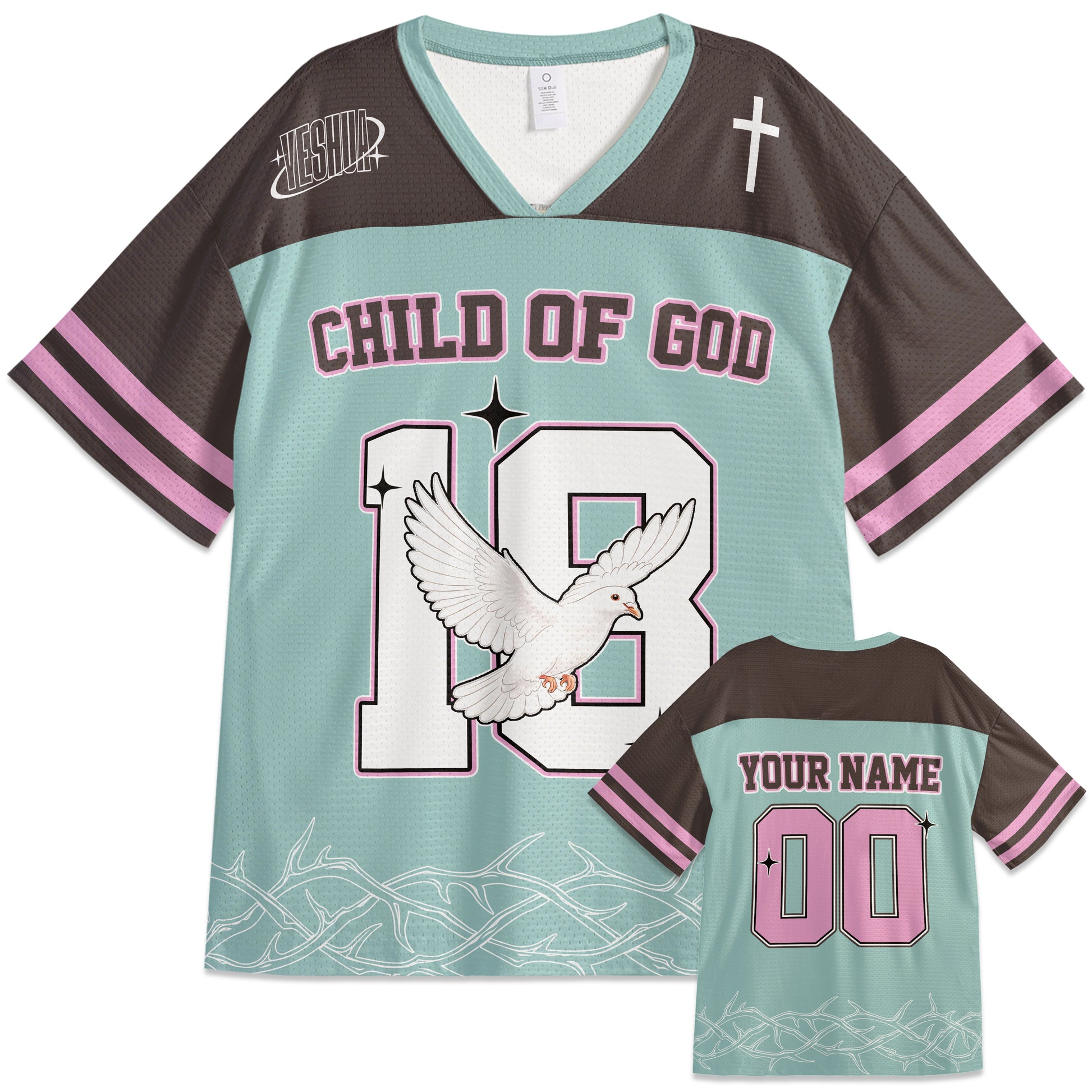 Custom Religious Drop Shoulder Football Jersey Child Of God - Personalized Name Number