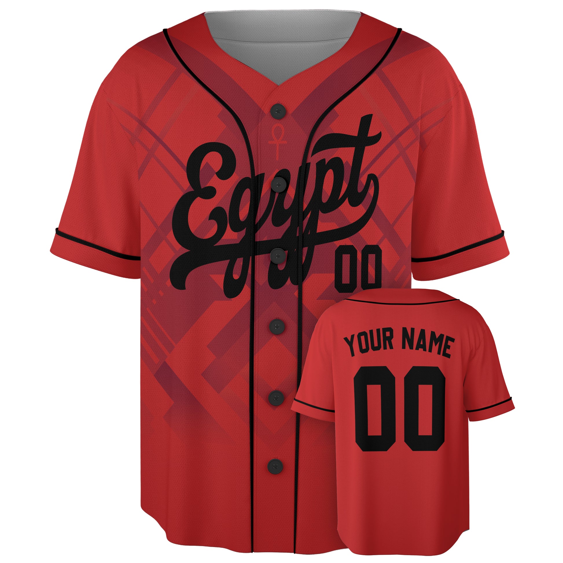 Custom Egypt Baseball Jersey Egyptian Fan Red – Personalized Name Number