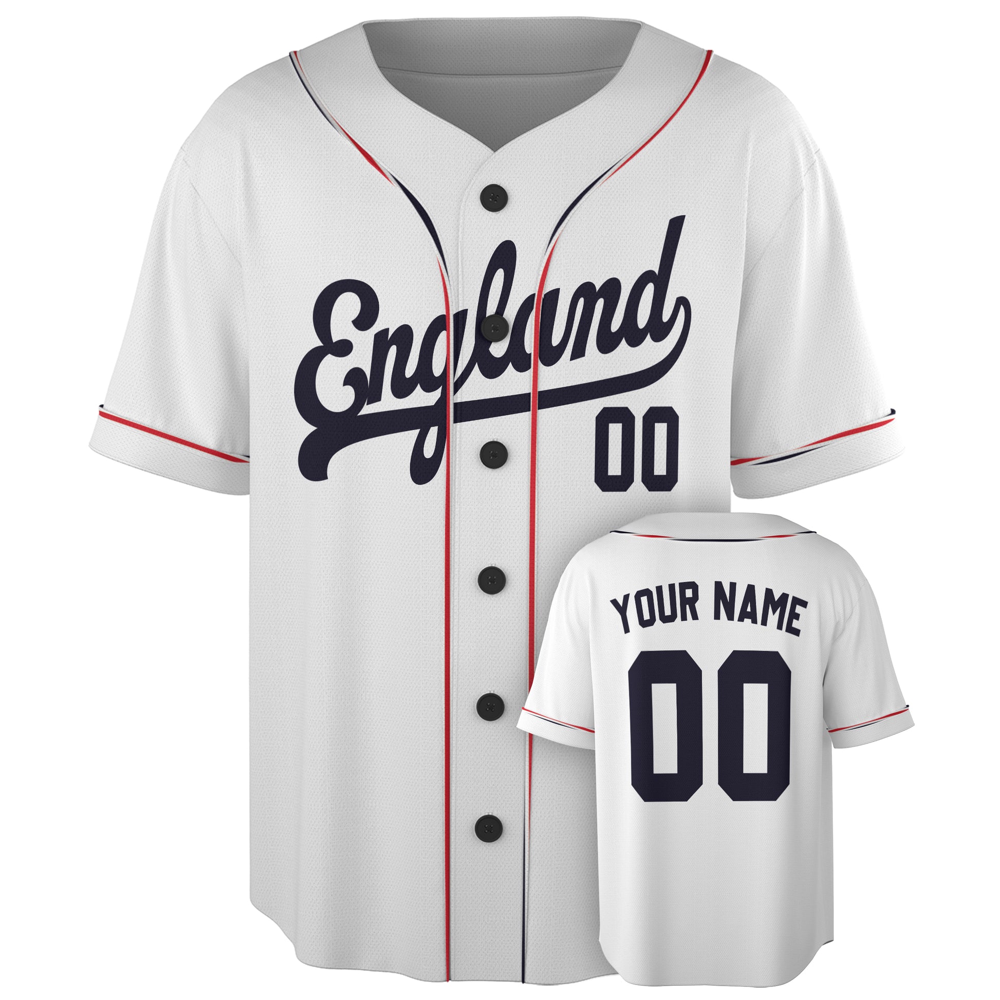 Custom England Baseball Jersey English Fan White – Personalized Name Number