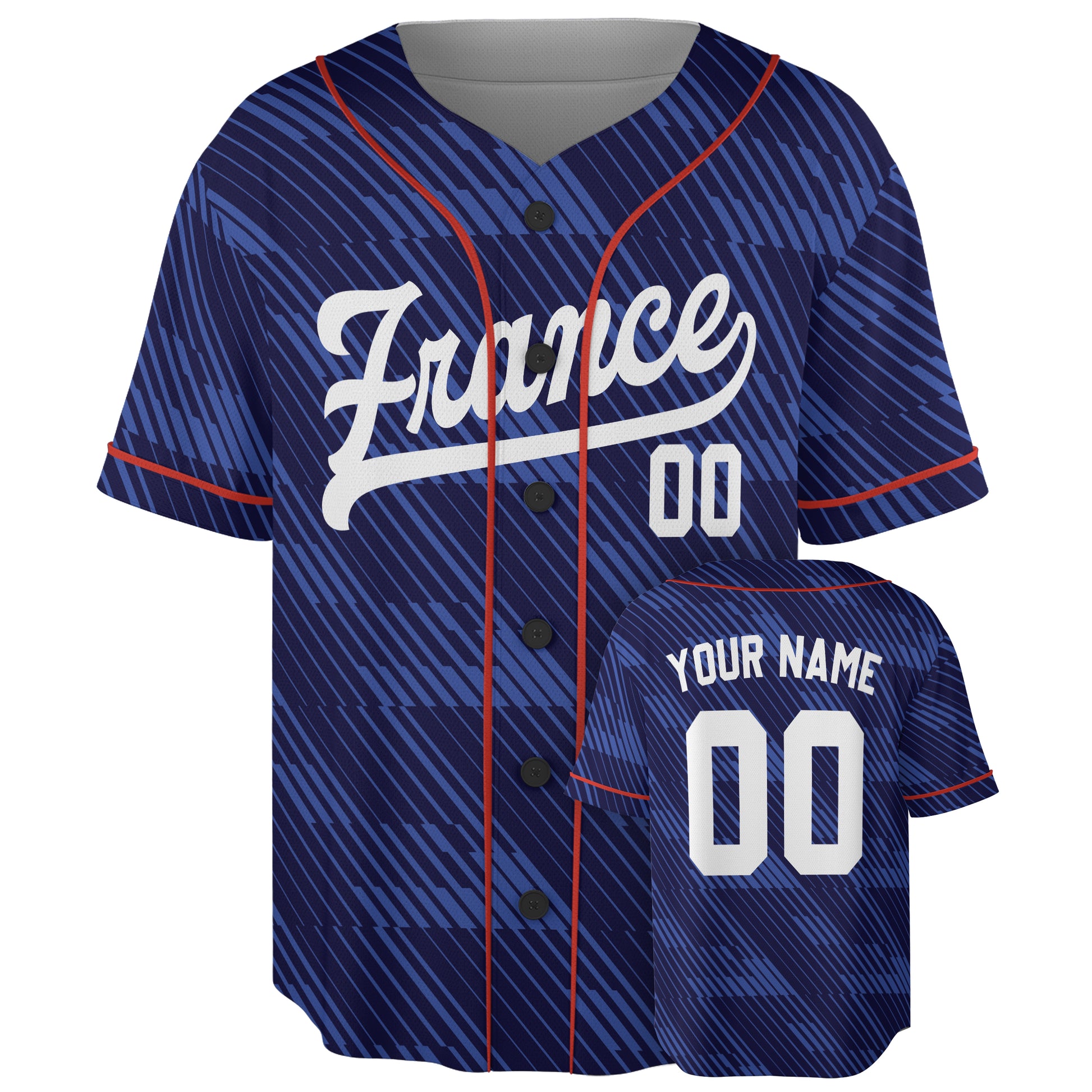 Custom France Baseball Jersey French Fan Navy – Personalized Name Number