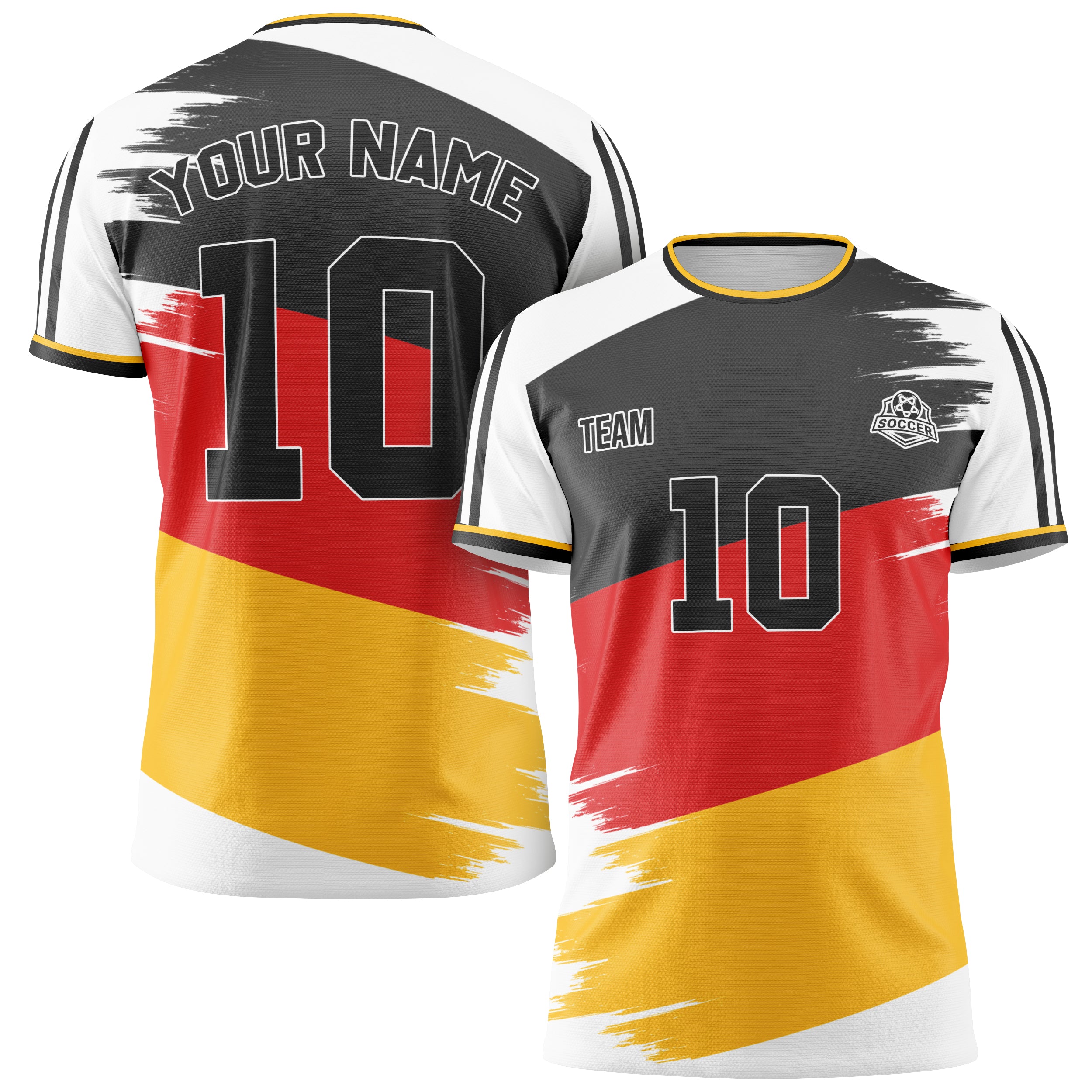 Custom Germany Soccer Jersey 2026 White Red and Yellow - Design Your Own