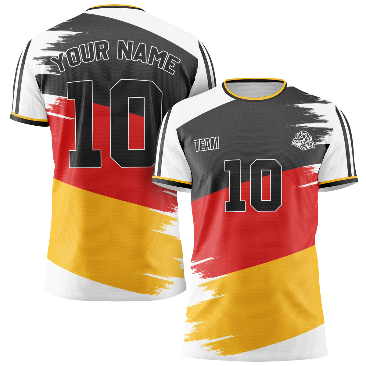 Custom Germany Soccer Jersey 2026 White Red and Yellow - Design Your Own