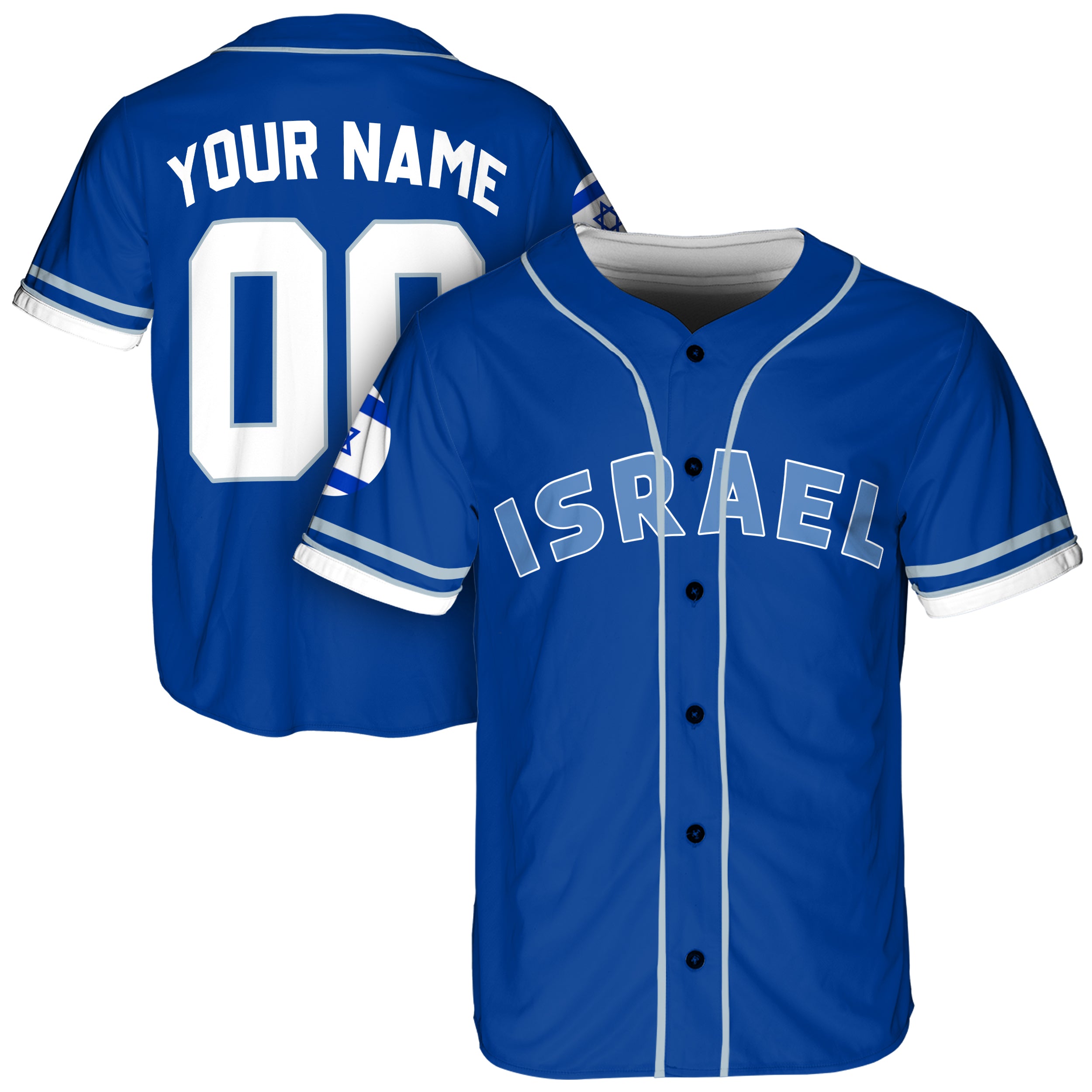 Custom Israel Baseball Jersey Israeli Fan Royal – Personalized Name Number