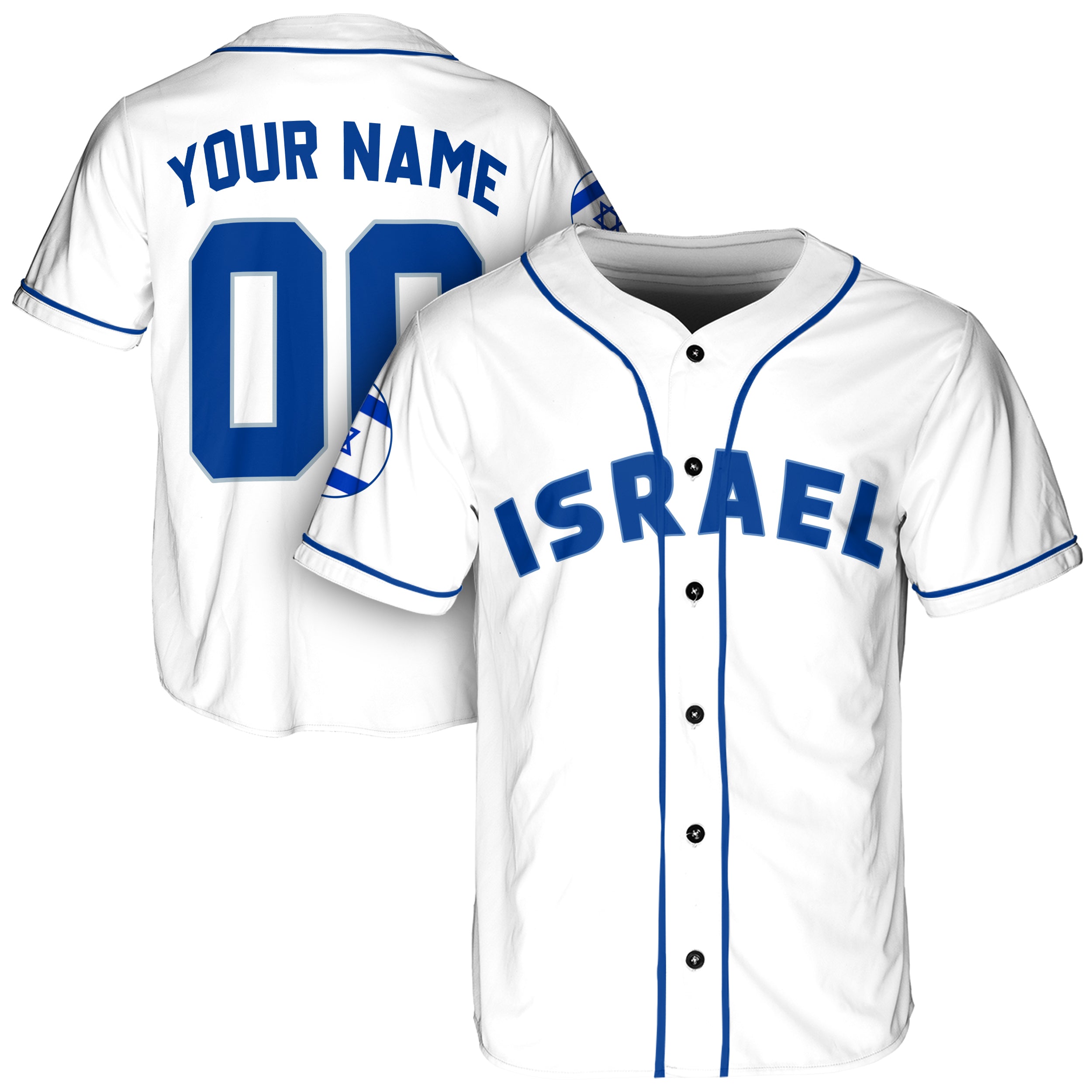 Custom Israel Baseball Jersey Israeli Fan White – Personalized Name Number