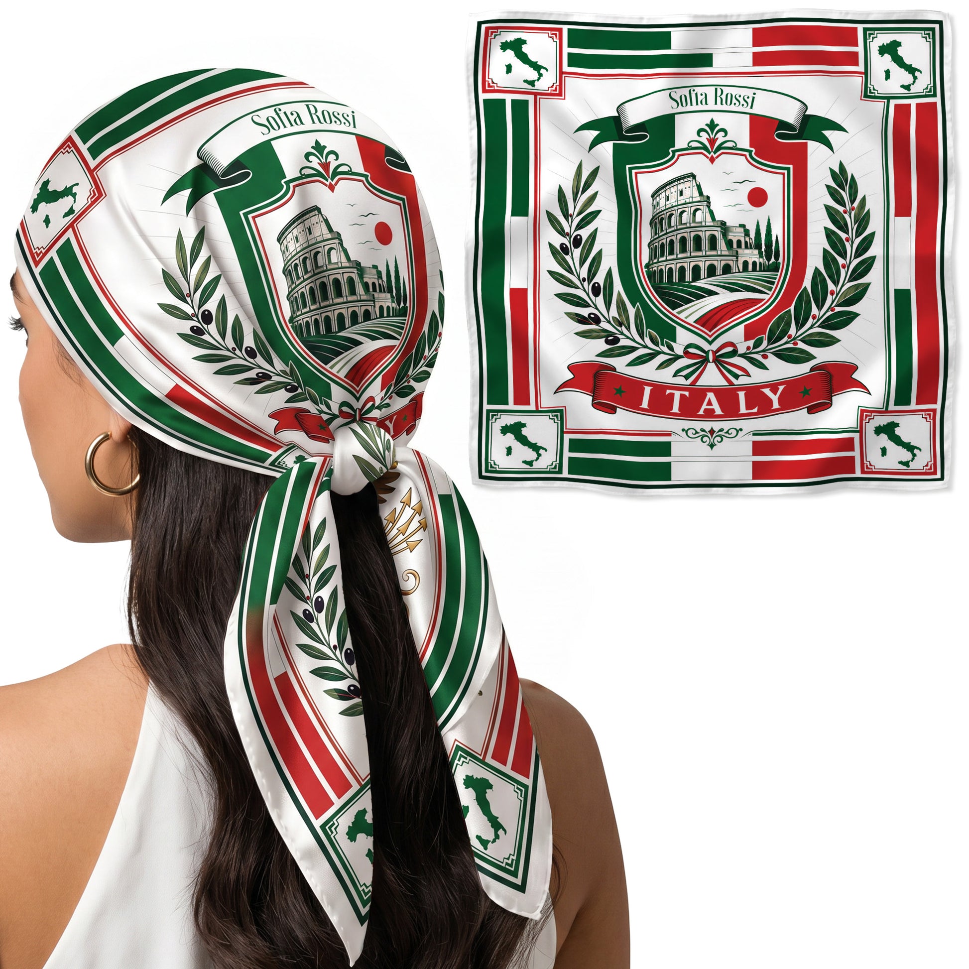 Custom Country Head Scarf Bandana Italy - Personalized Name