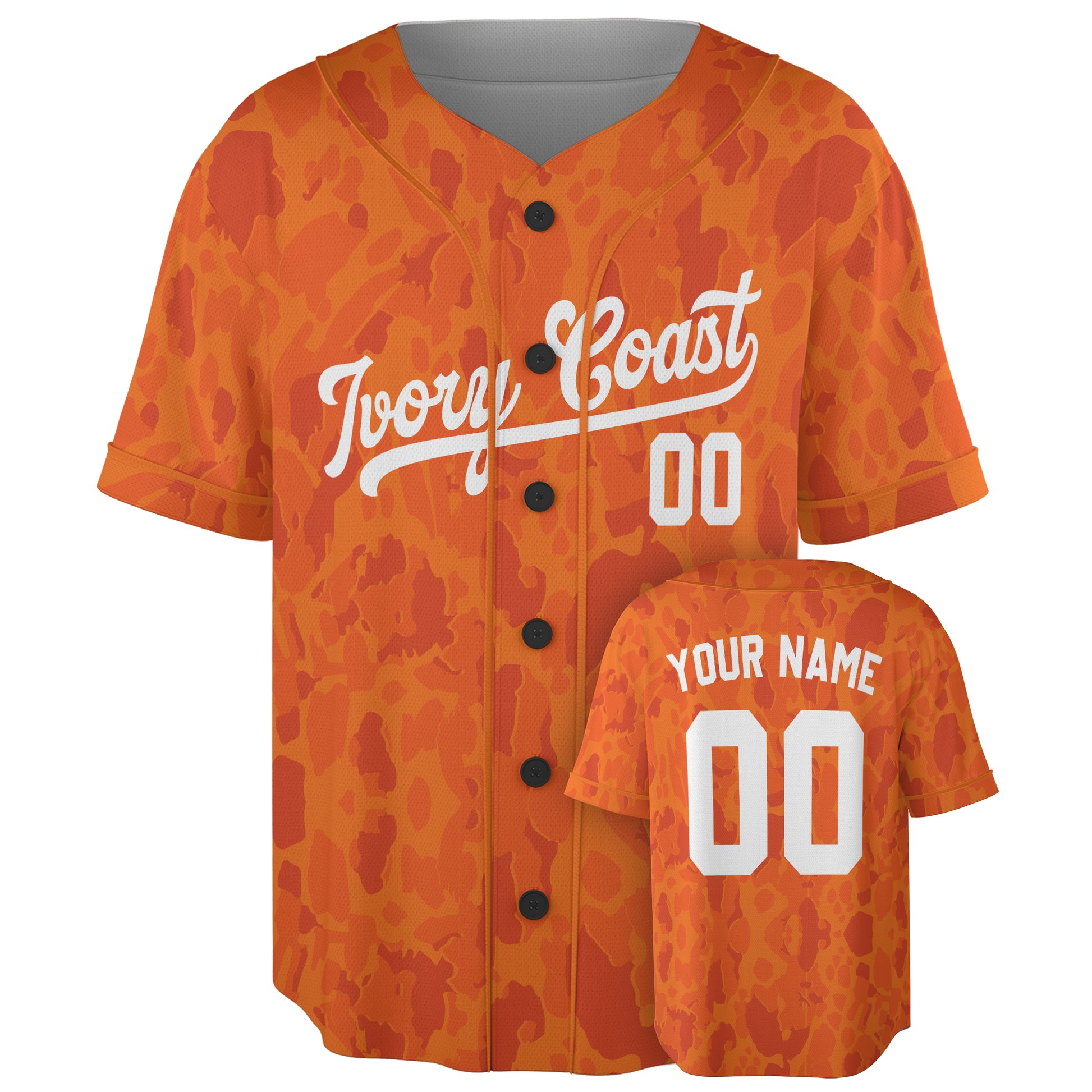 Custom Ivory Coast Baseball Jersey Ivorian Fan Orange – Personalized Name Number