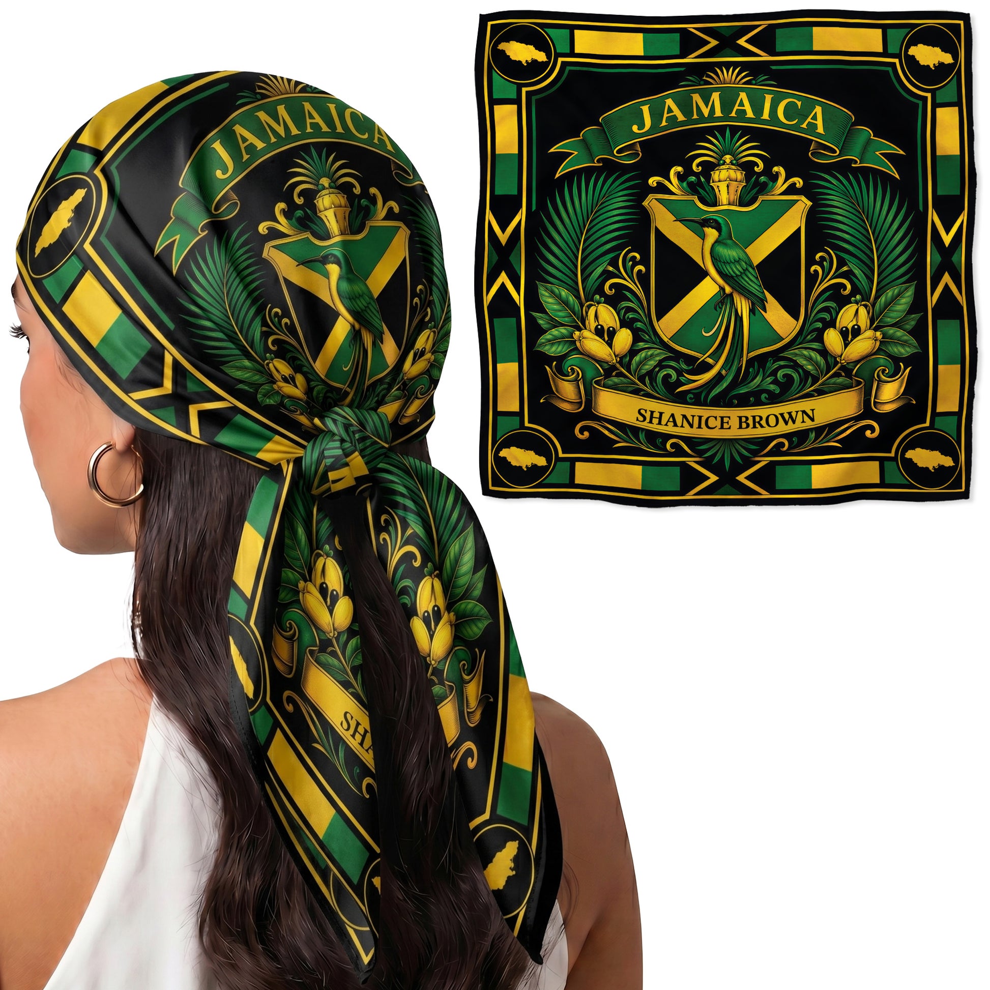 Custom Country Head Scarf Bandana Jamaica - Personalized Name