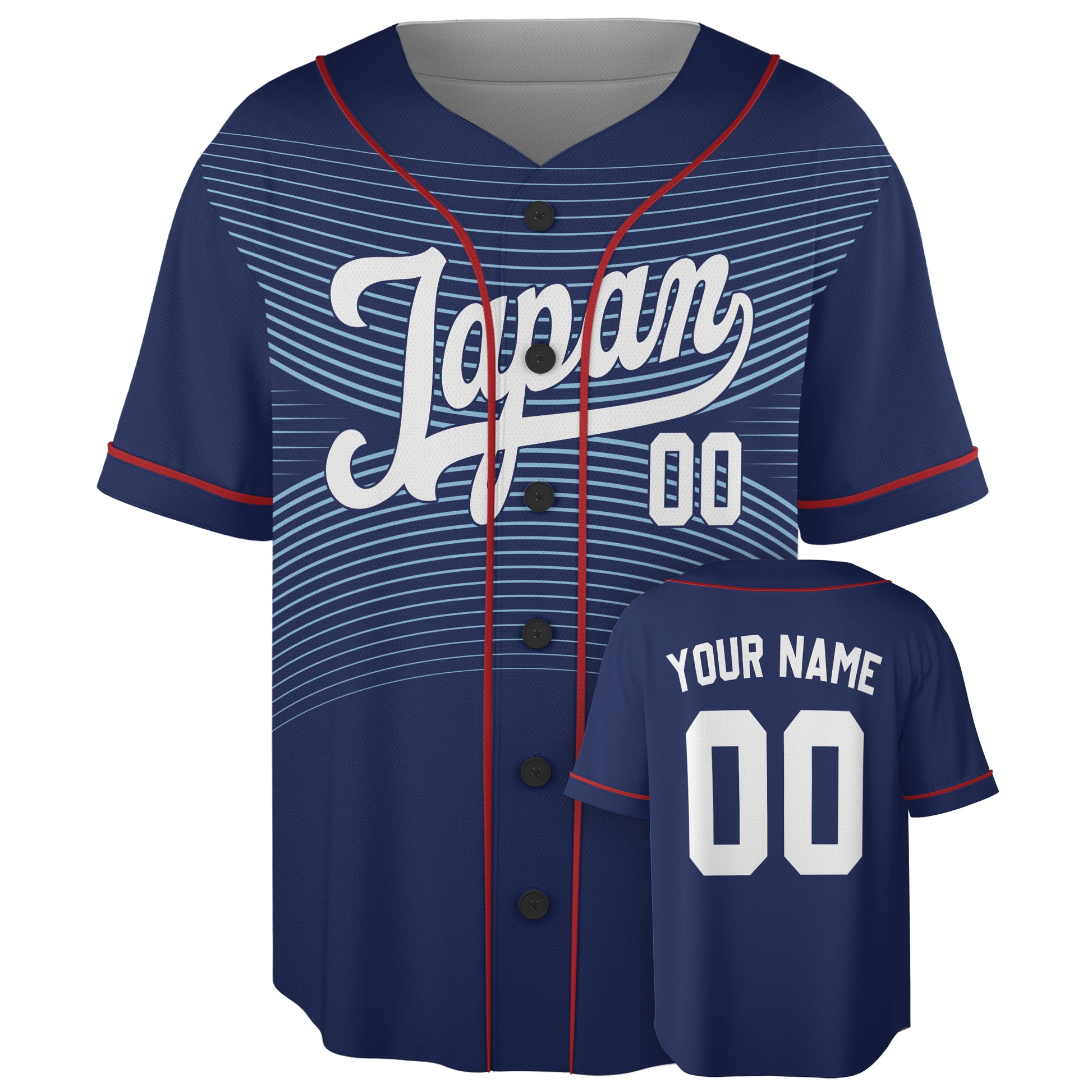 Custom Japan Baseball Jersey Japanese Fan Navy White – Personalized Name Number