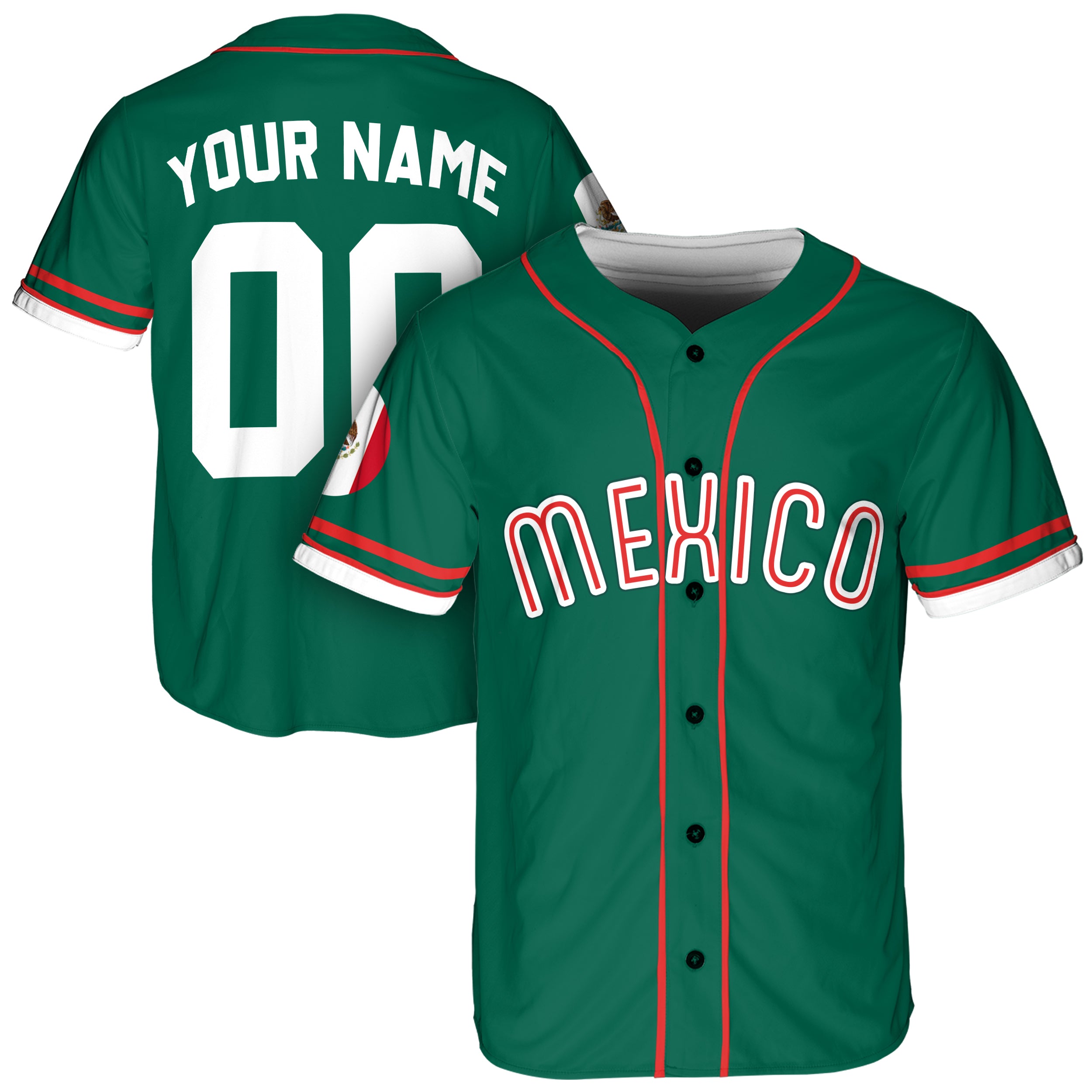 Custom Mexico Baseball Jersey Mexican Fan Green – Personalized Name Number
