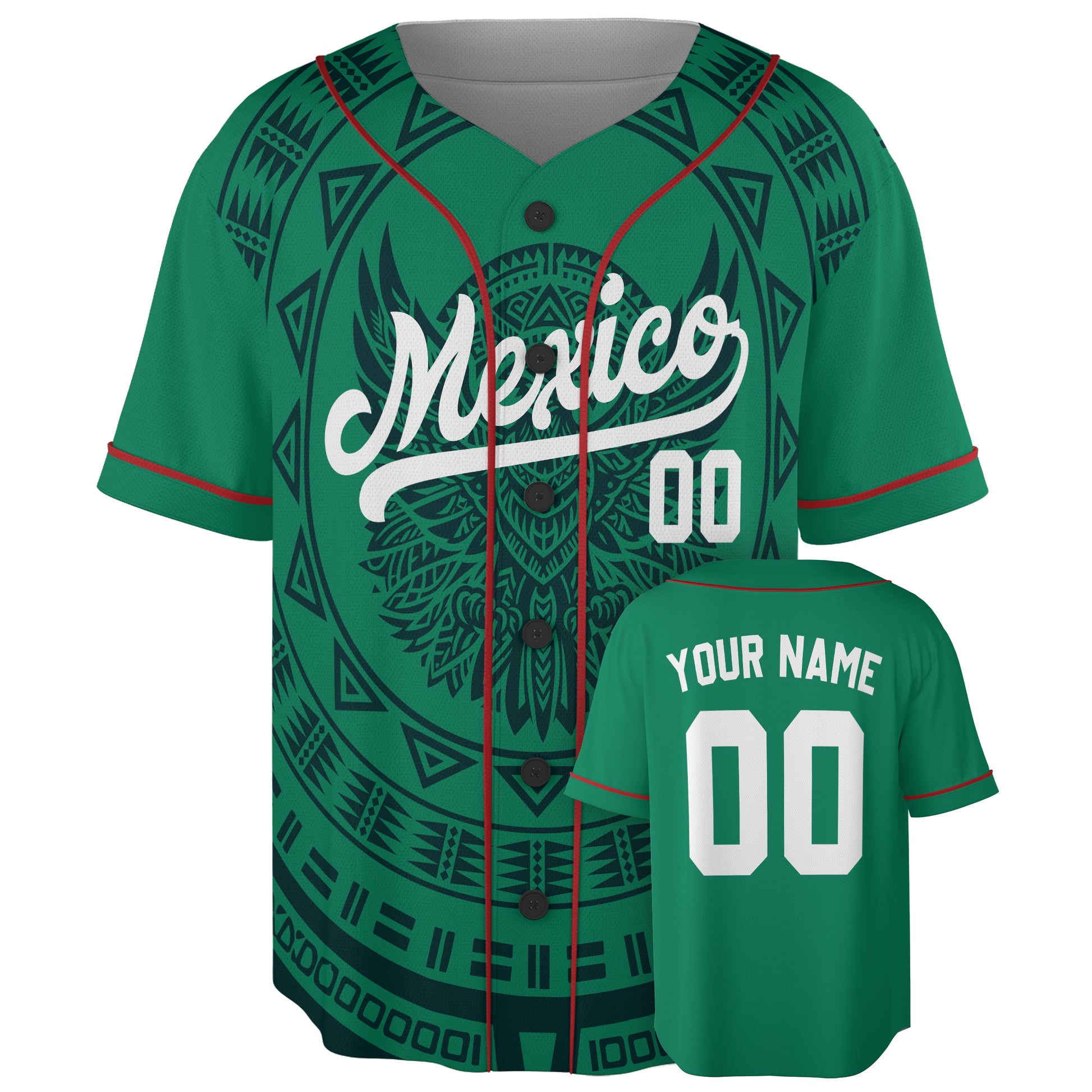 Custom Mexico Baseball Jersey Mexican Fan Green White – Personalized Name Number
