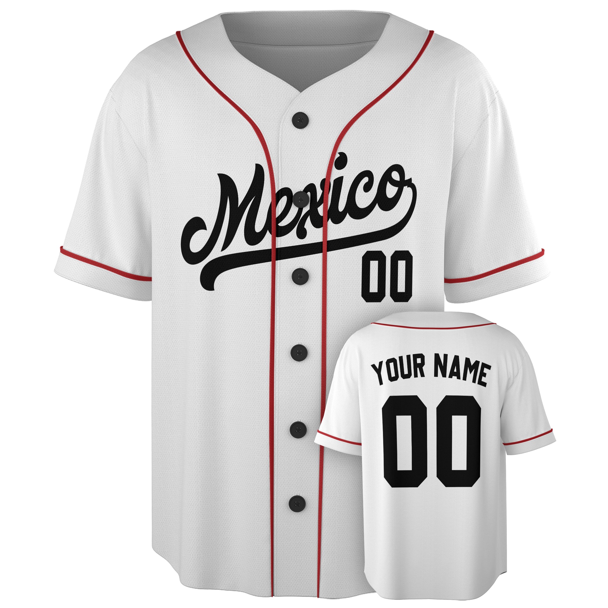 Custom Mexico Baseball Jersey Mexican Fan White Black – Personalized Name Number